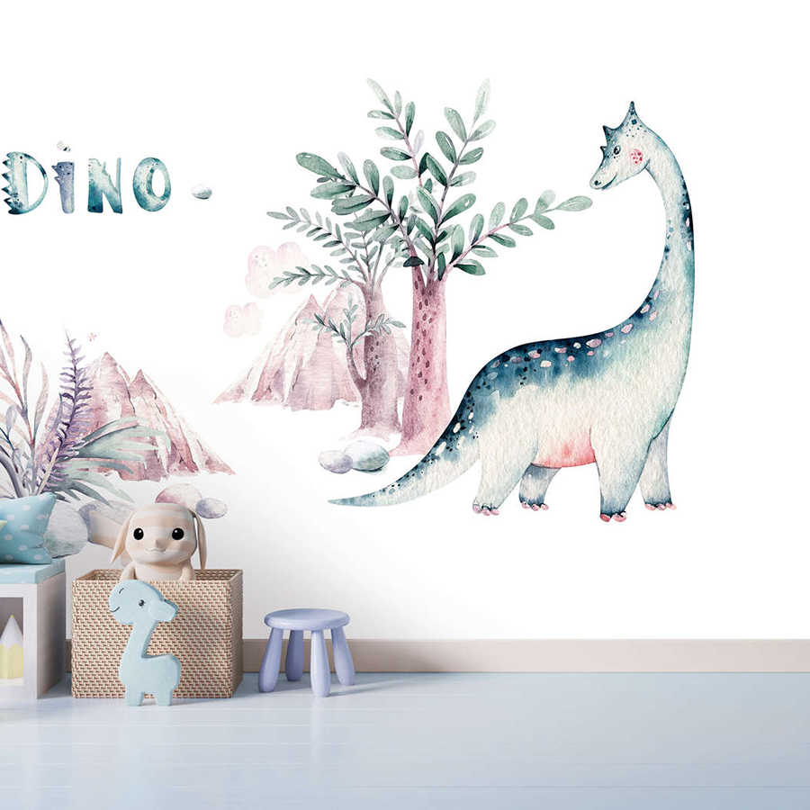         Fototapete für Kinder mit Dinosaurier – Grün, Braun, Weiß
    