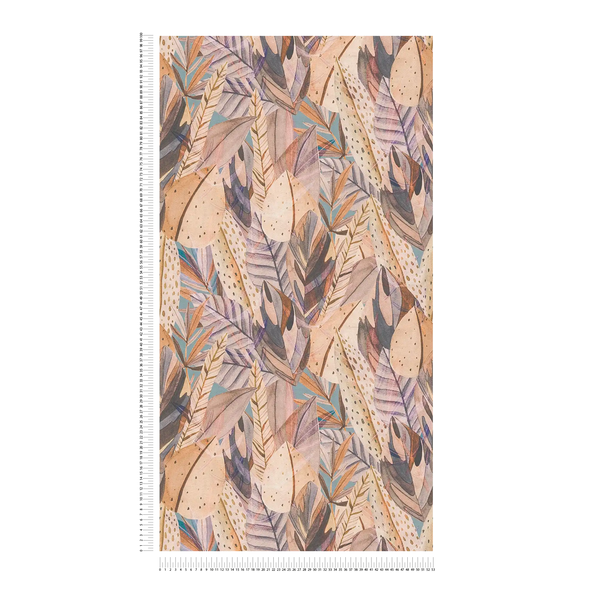             Tropisch inspirierte Vliestapete mit wildem Blätterdesign, feine Struktur – Bunt
        