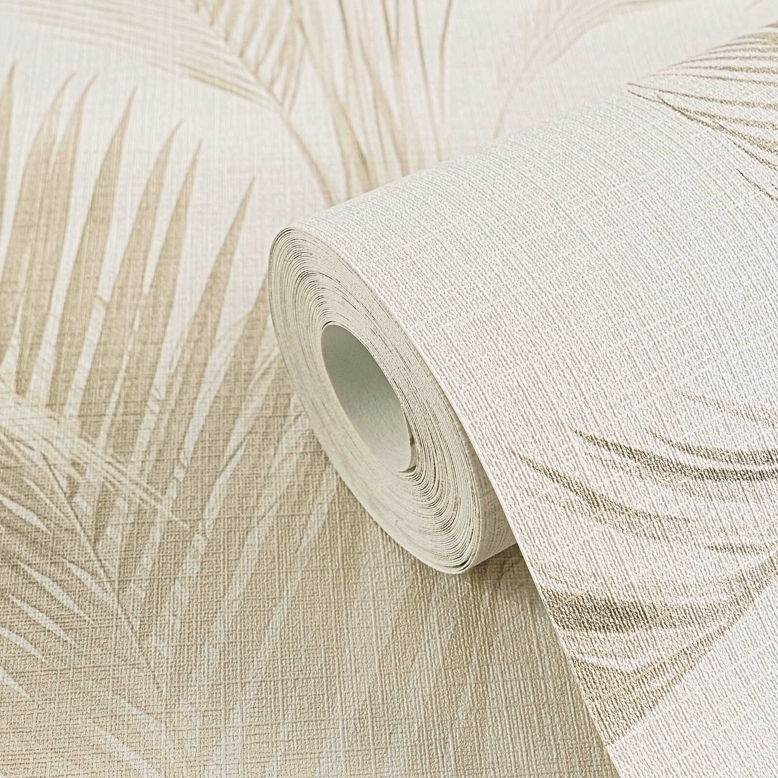 MICHALSKY Vliestapete mit Palmblättern in sanften Farben – Creme, Beige, Braun
