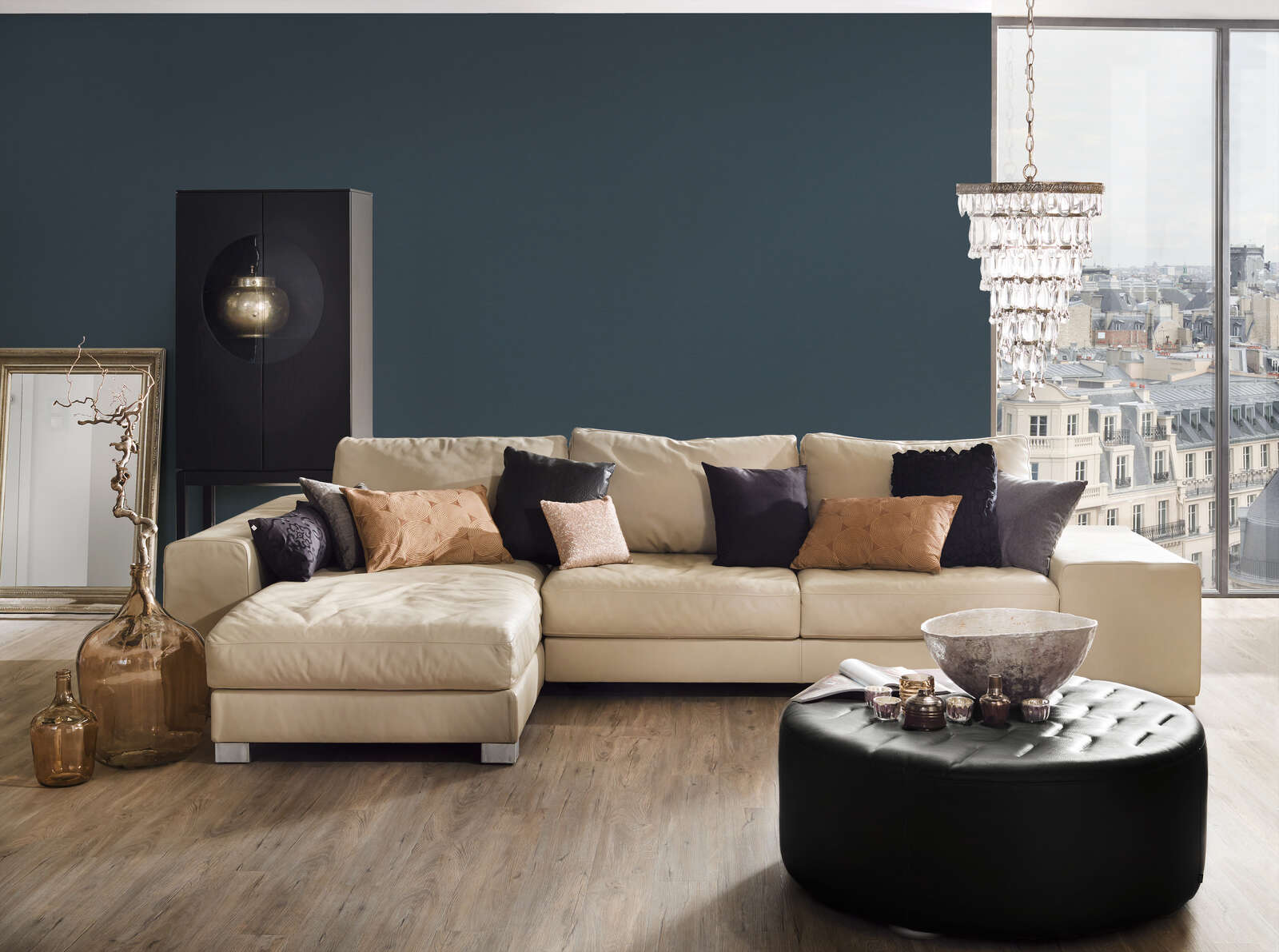 sofa, beige, sectional, wohnzimmer, kissen