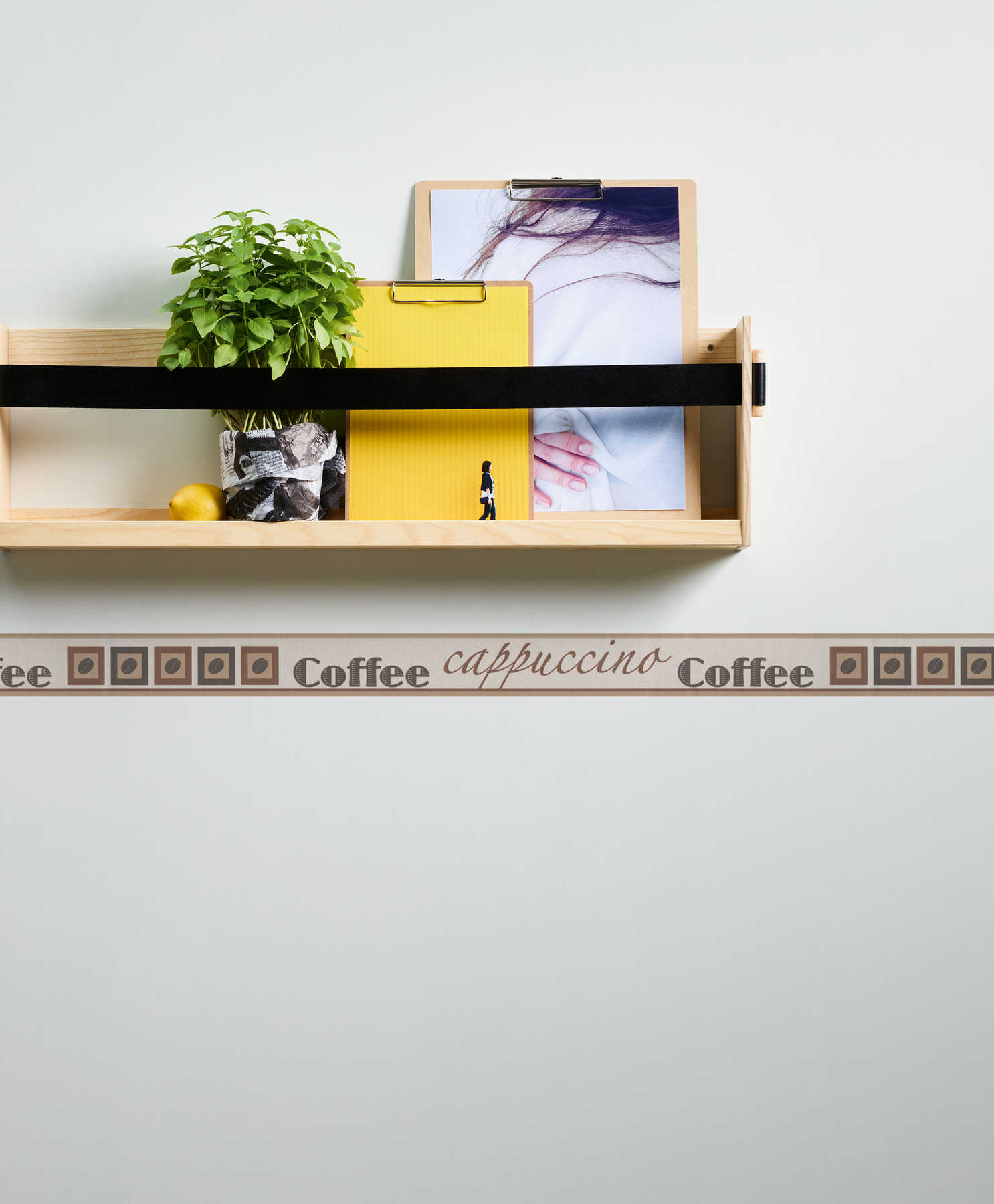 Borte mit Kaffee-Motiv und Typographie für die Küche – Braun, Beige, Creme