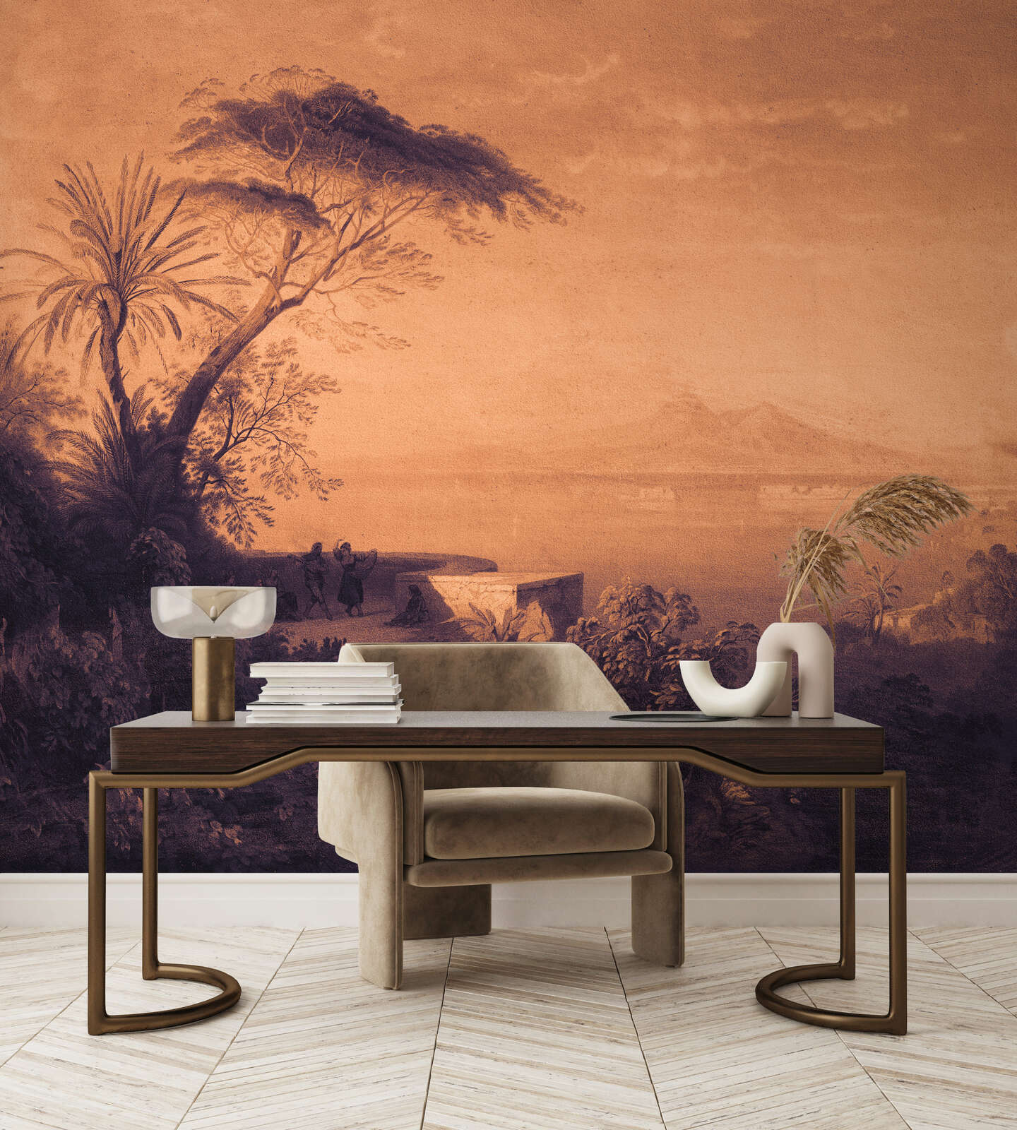 wandbild, wandtapete, tisch, stuhl, dekor