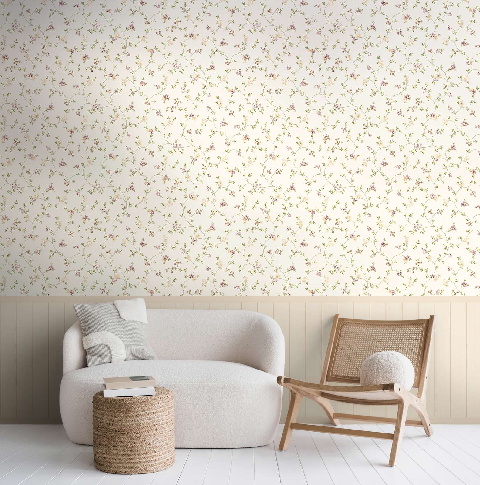 Tapisserie Murale Imprimée Fleurs - Décoration Maison - Polyester - Taille Unique