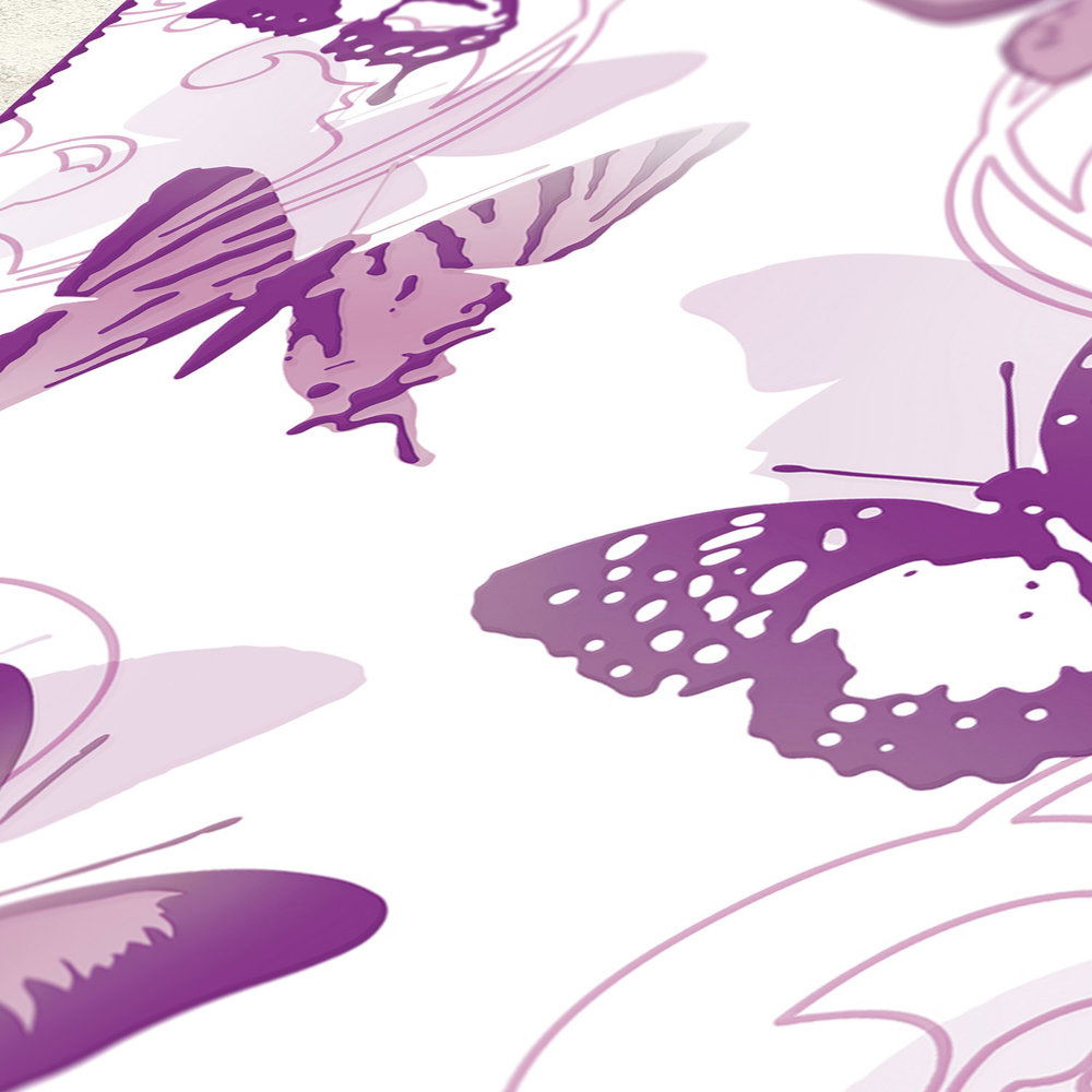             Butterfly wallpaper graphic pattern for girls - purple
        