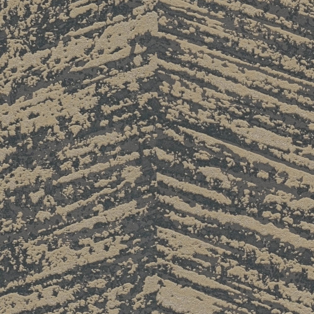             Ethno Tapete mit meliertem Streifenmuster – Grau, Metallic, Schwarz
        