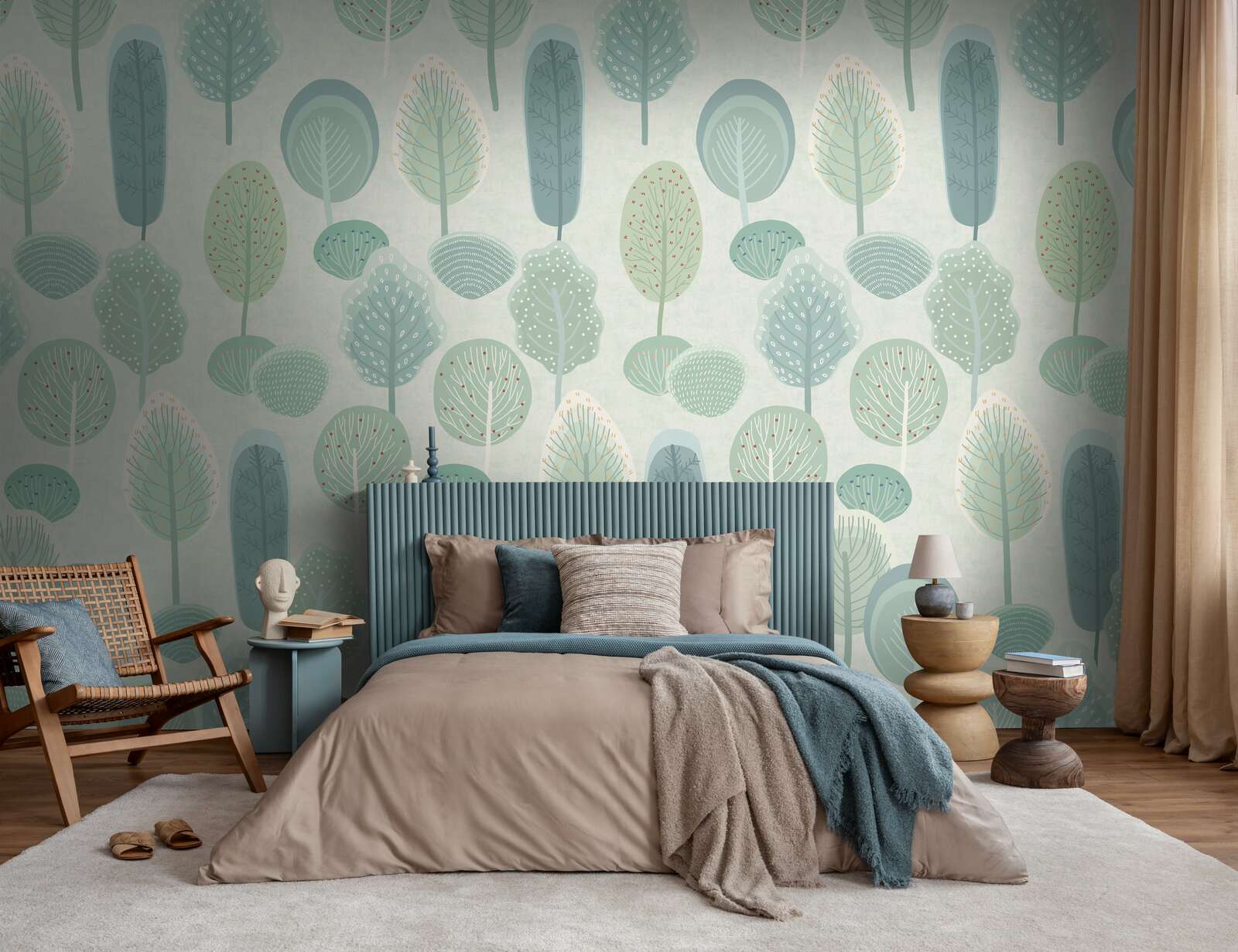 bett, wandtapete, kopfgarnitur, sofa, dekor