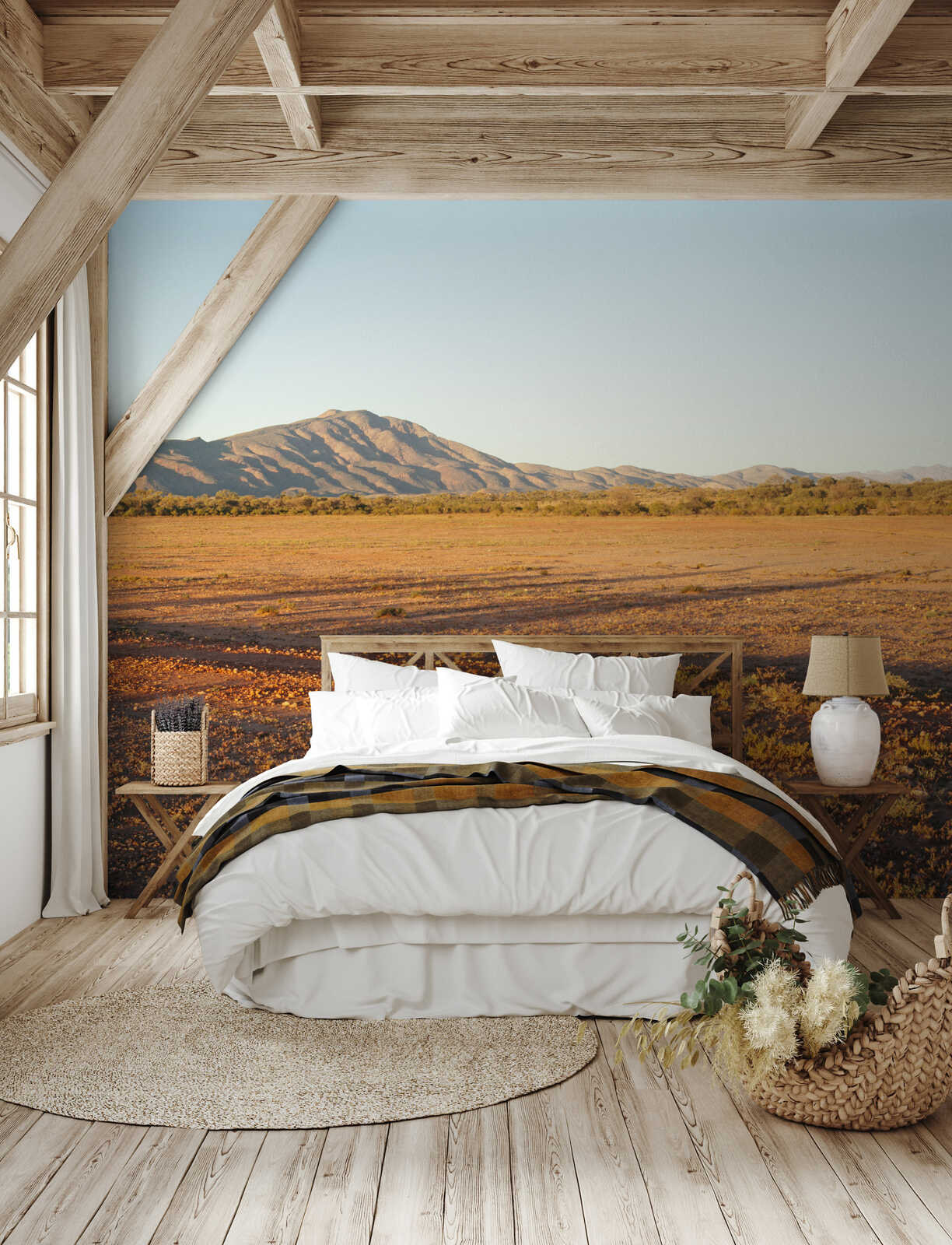 bett, westenlandschaft, westernstil, bettwäsche, natürliche_farben