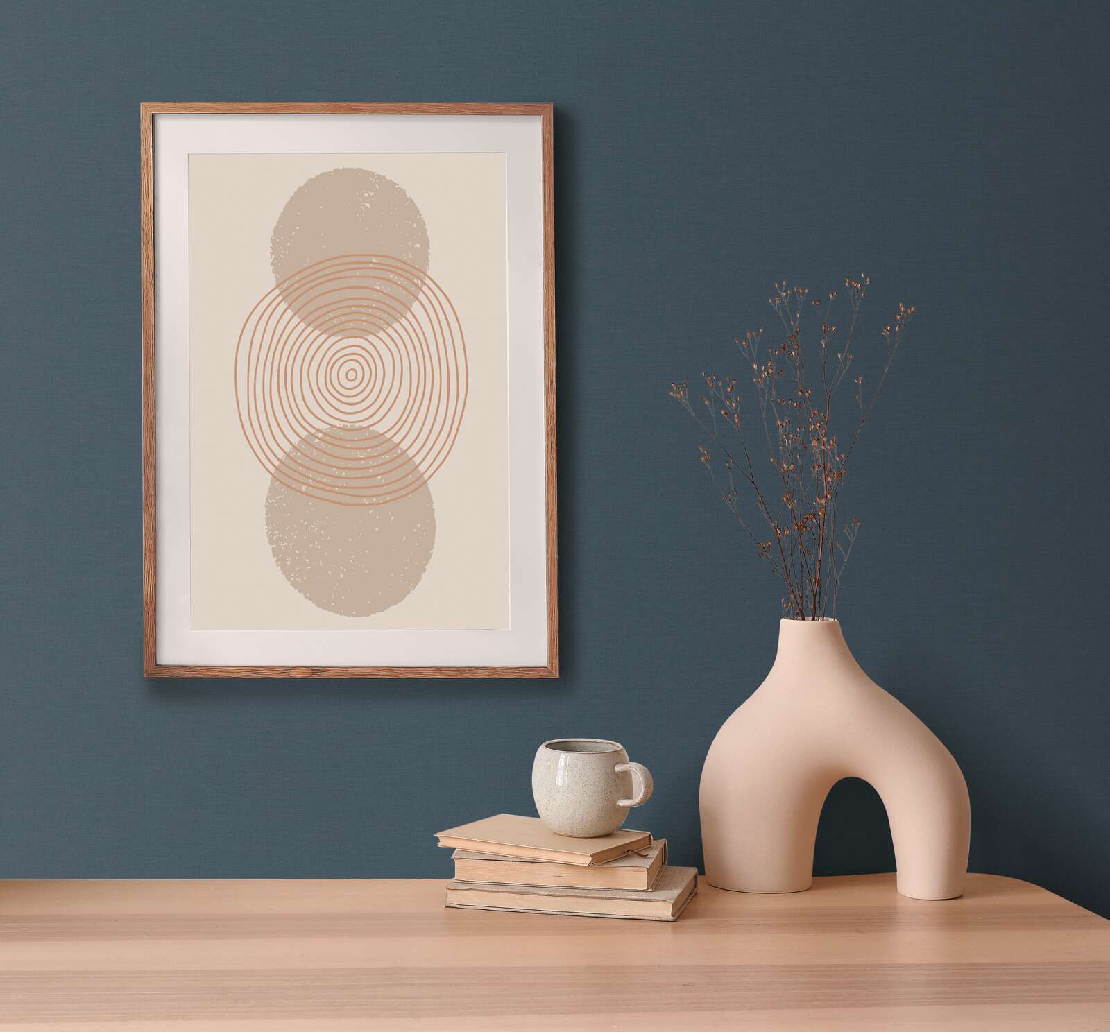 abstract-art, gerahmter-kunst, geometrische-druck, neutrale-palette, vasen-dekoration