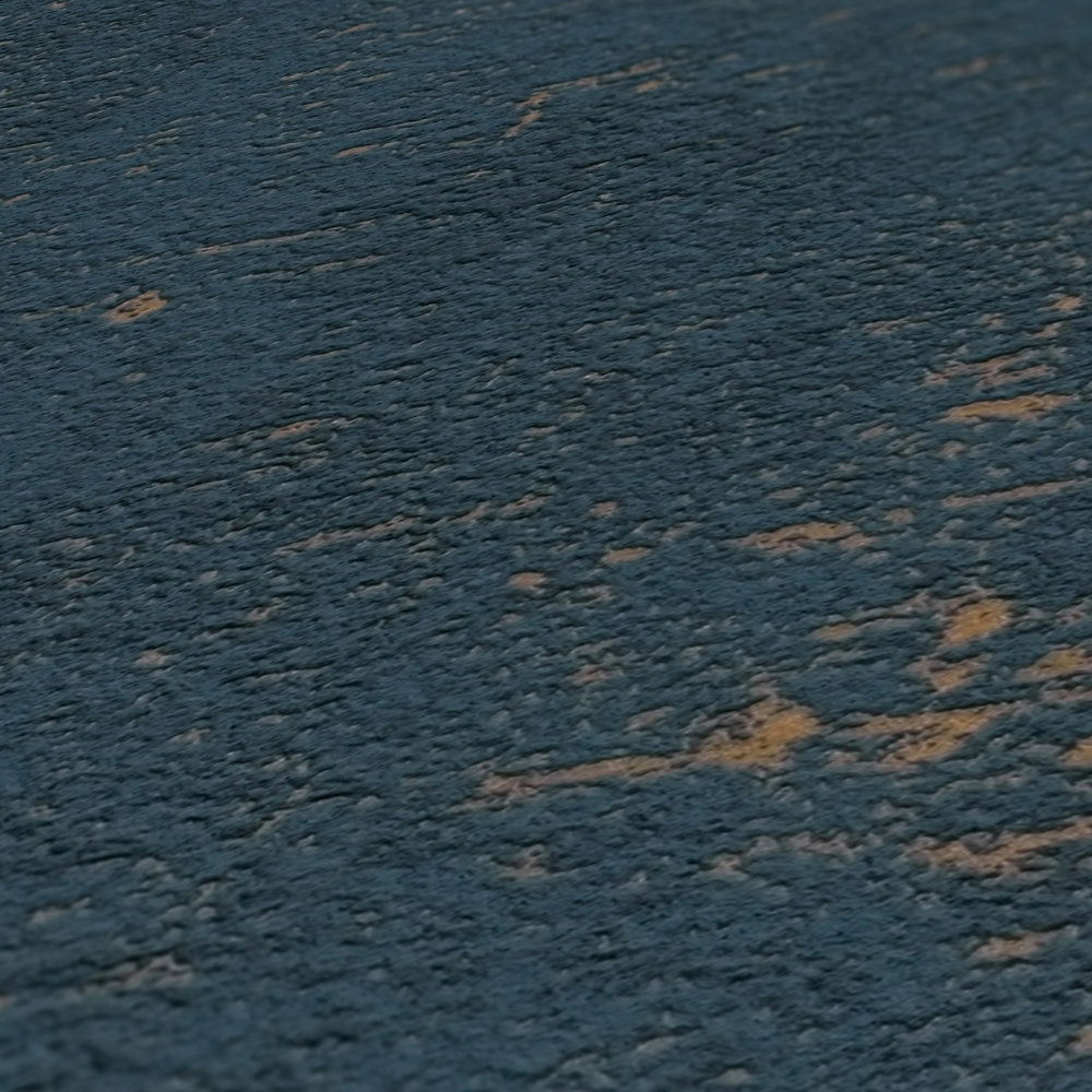             Bastmustertapete mit metallischen Effekten– Dunkelblau, Gold
        