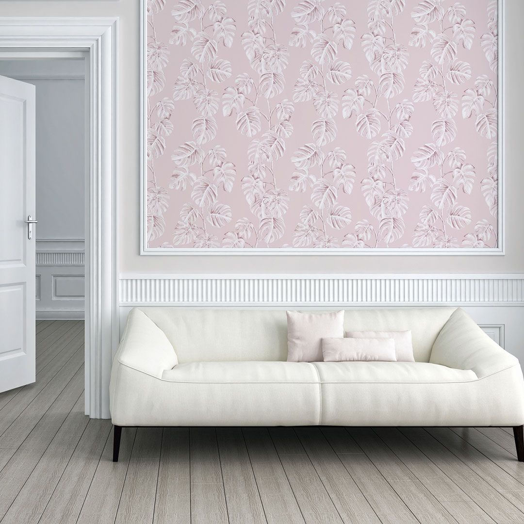 Helles Wohnzimmer mit viel Sonnenlicht und Tapete AS372811