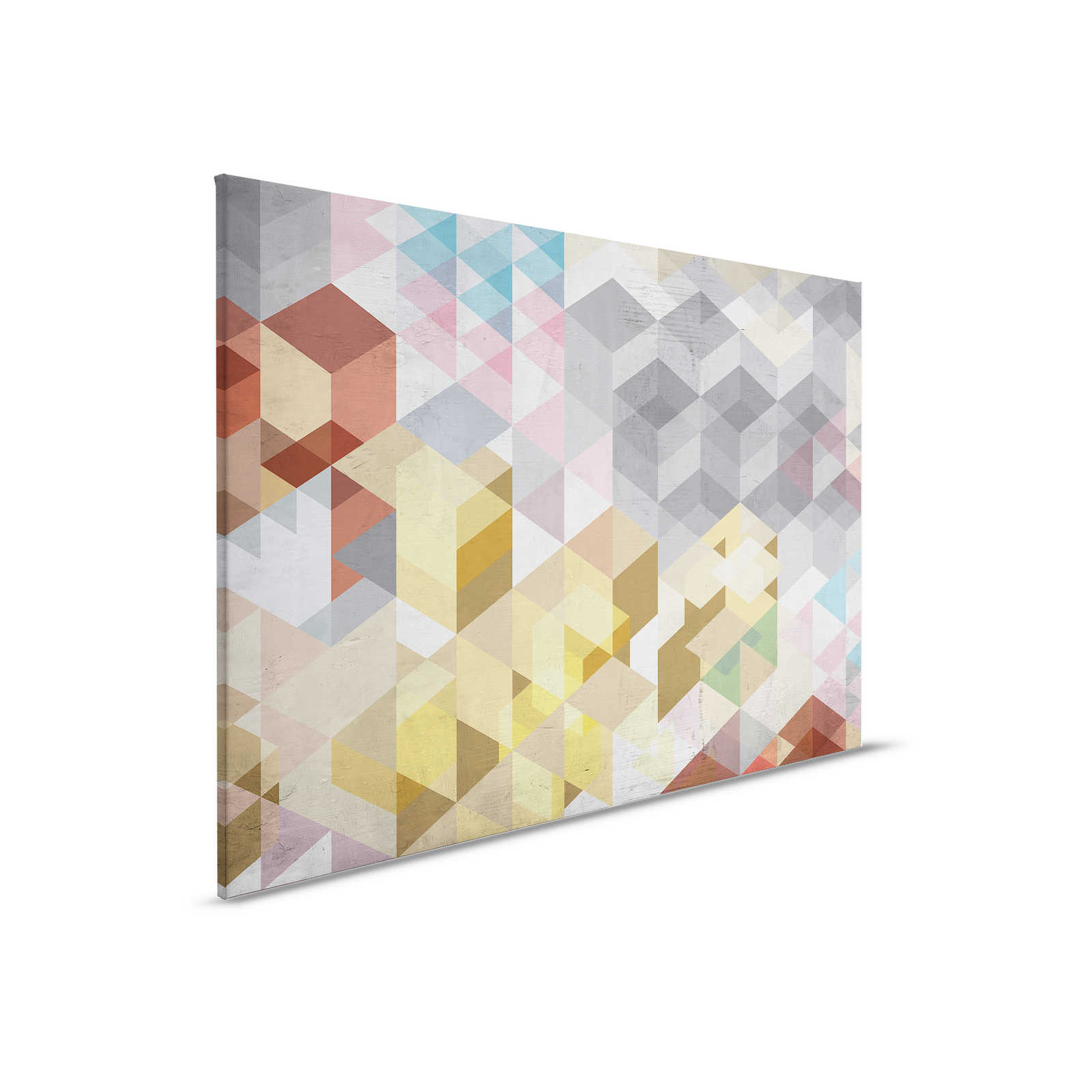         Toile losange, multicolore & géométrique, aspect usé - 0,90 m x 0,60 m
    