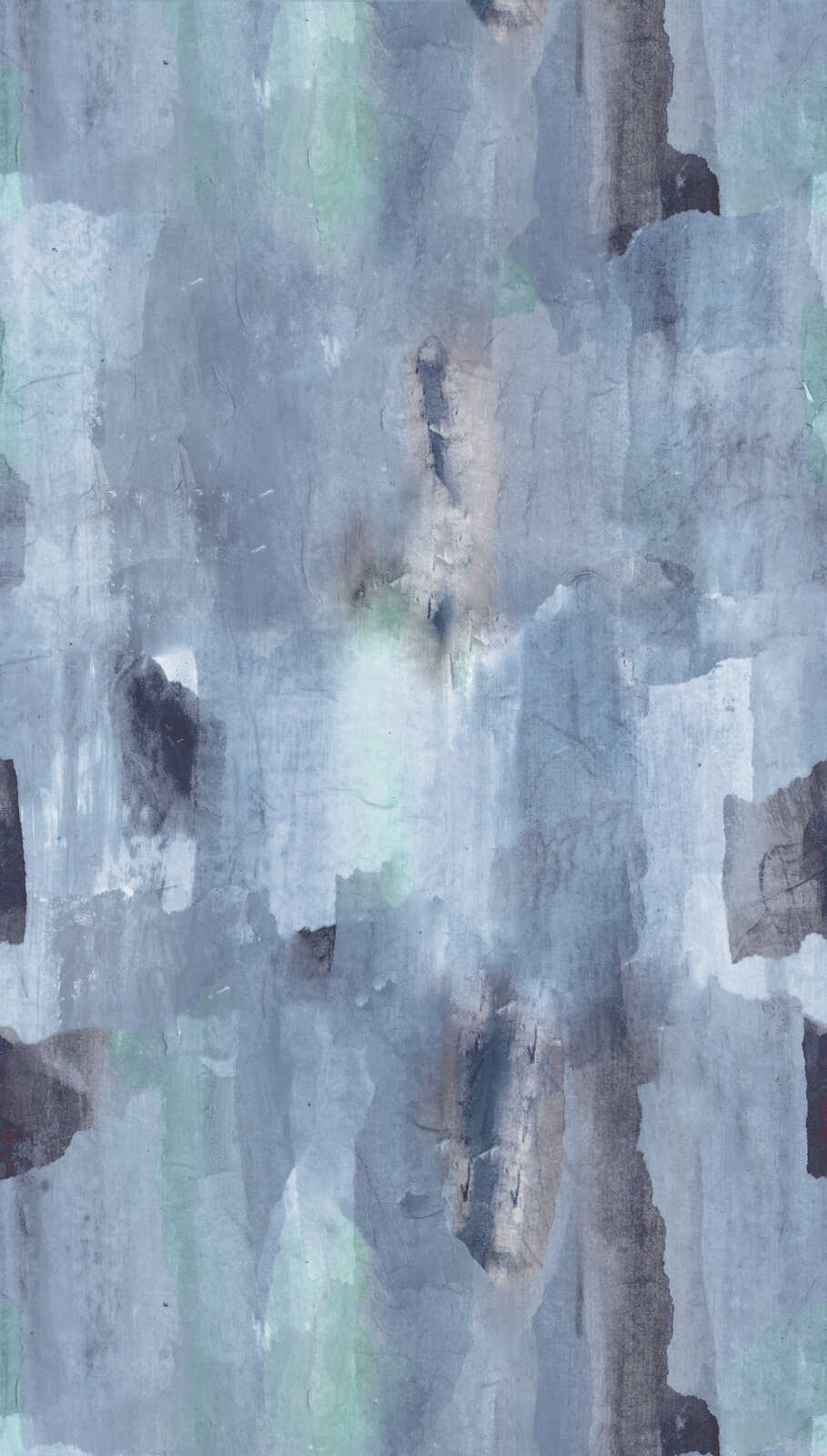             Glattes Vliestapeten Panel 'Abstract Ocean' 159cm Breite x 280cm Höhe - Abstraktes Aquarellmotiv in kühlen Blautönen – Blau, Grau
        