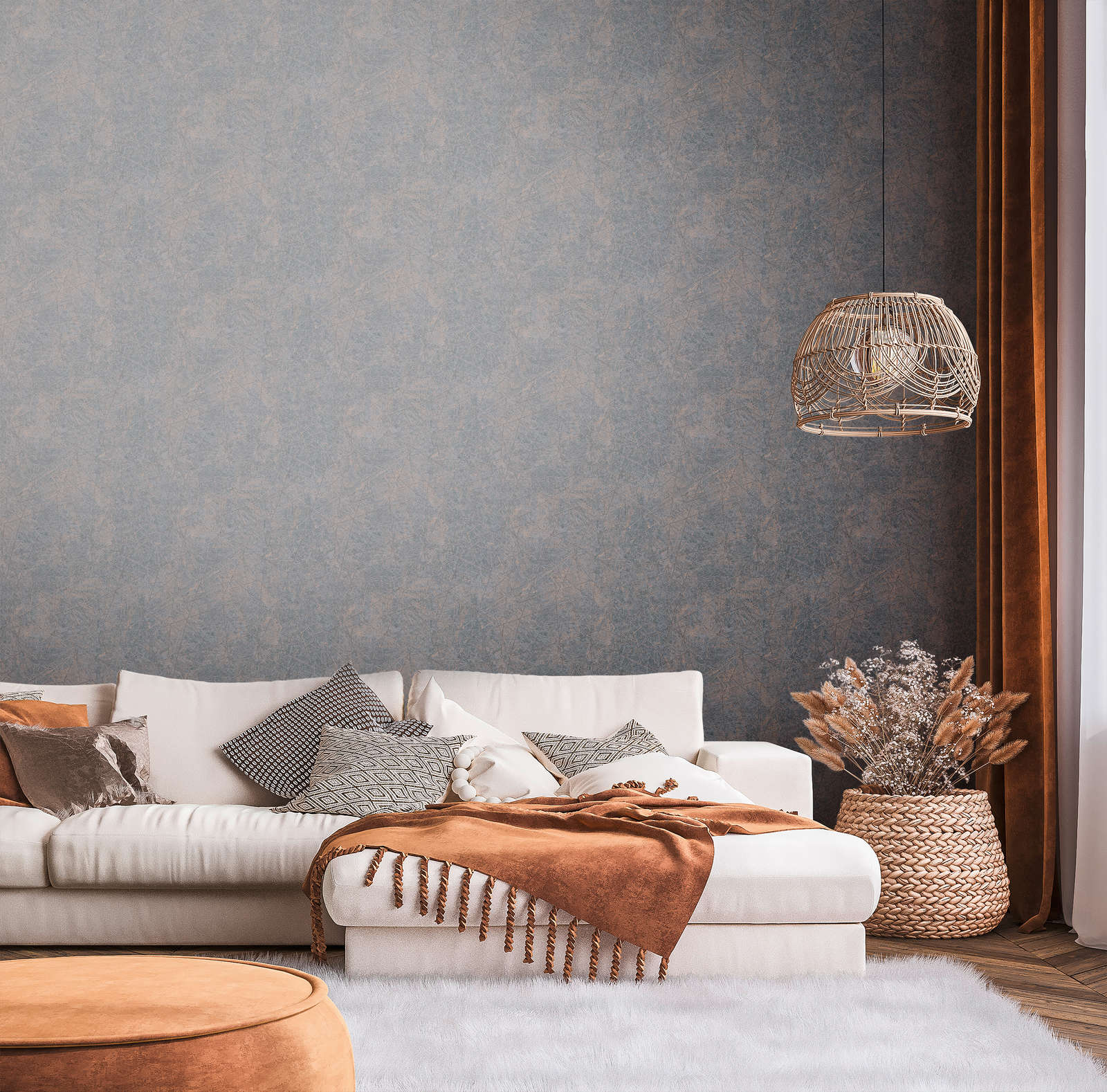             Metallic-Look Vliestapete mit grafischem Linienmuster – Schwarz, Bronze
        