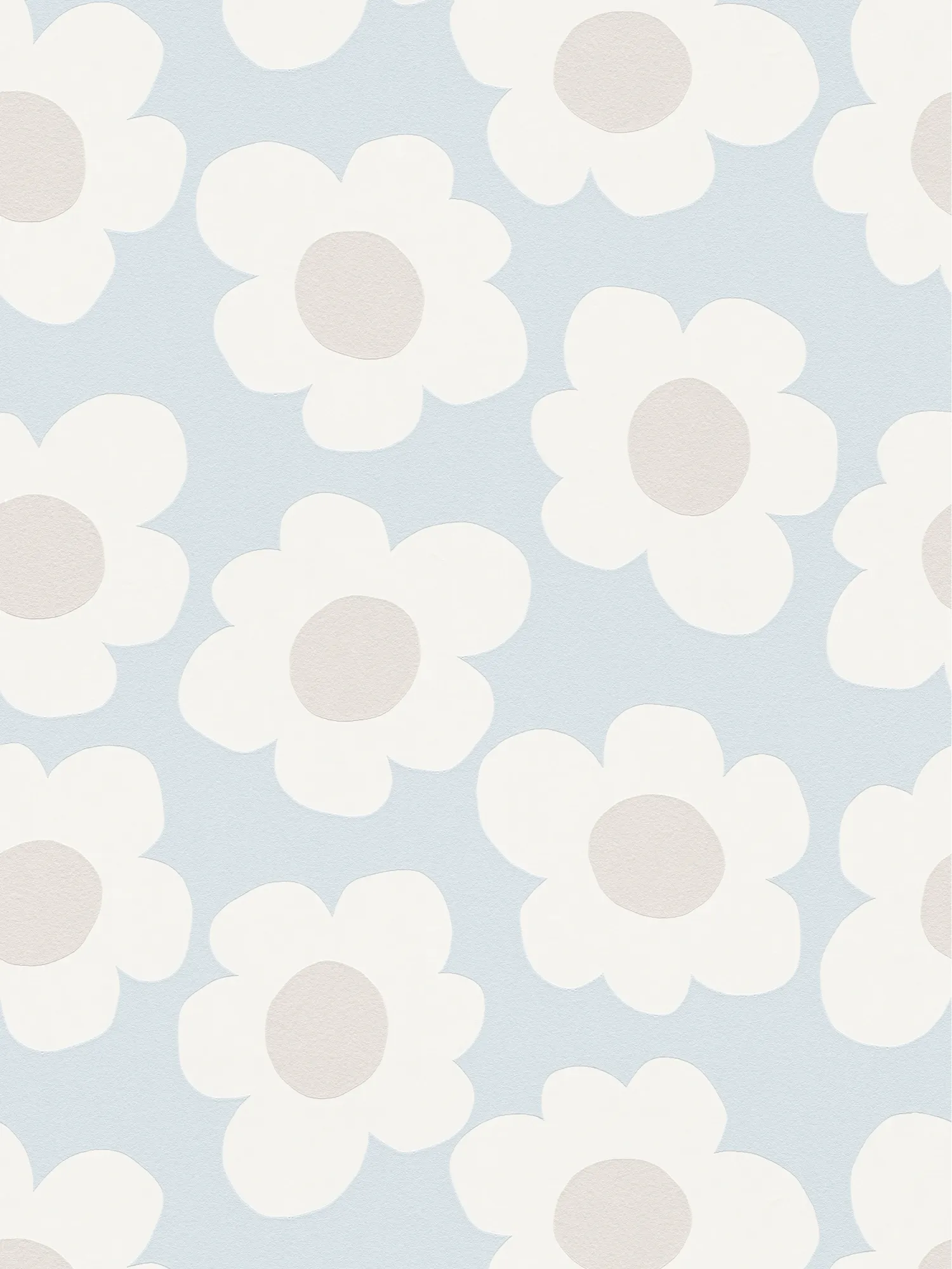 papier peint en papier intissés pour chambre d’enfant à motifs floraux, surface lisse et mate dans une combinaison de couleurs fraîches – bleu, gris