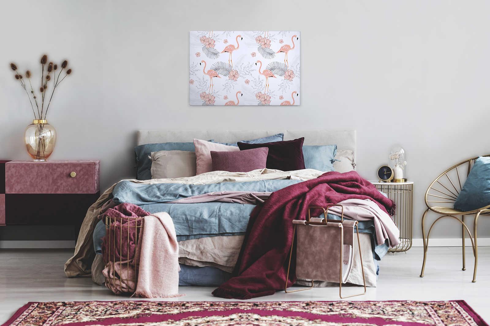             Leinwand Flamingos & Tropenpflanzen – 0,90 m x 0,60 m
        