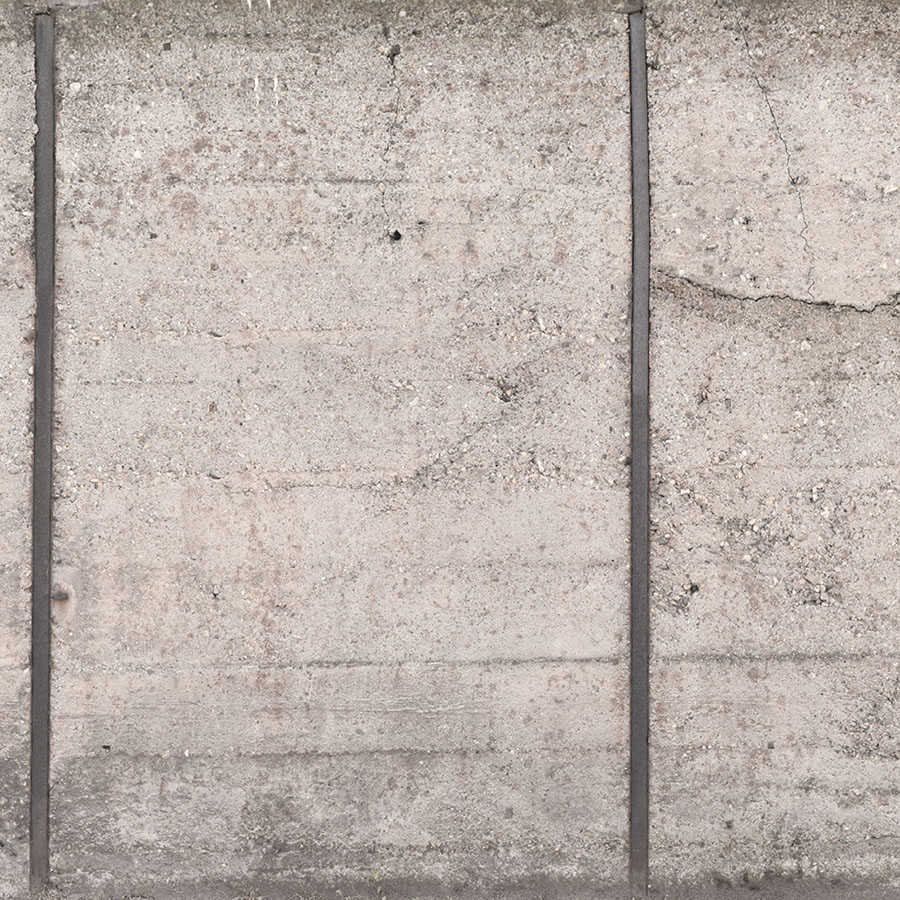 concrete wall, Risse, Stahlschienen, graue Struktur, industrielle Oberfläche