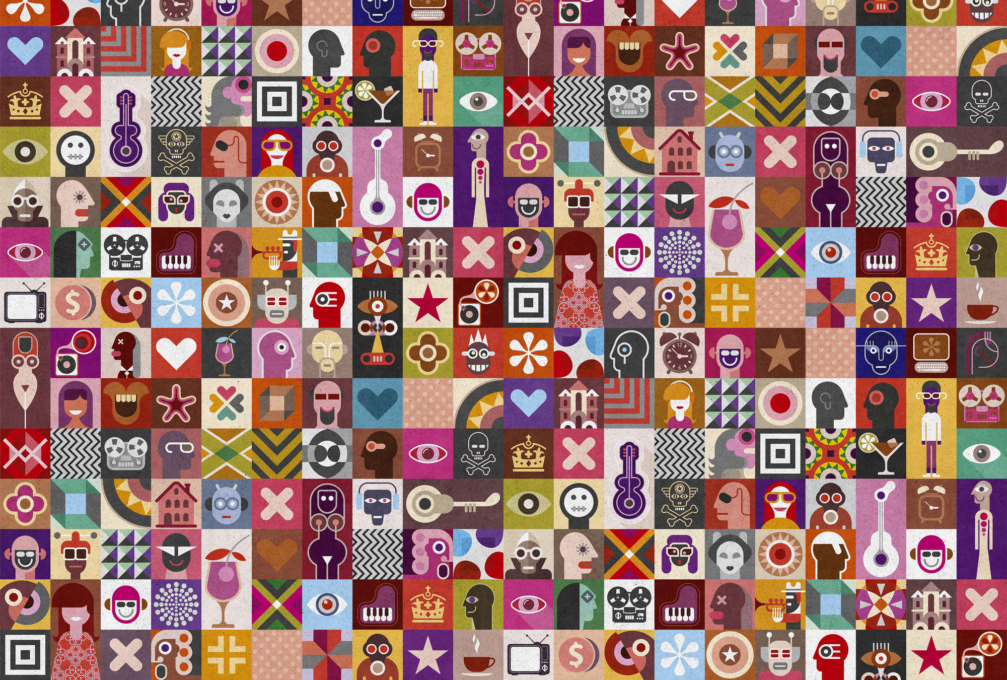 Steppdecke, Patchwork, Muster, Collage, Person