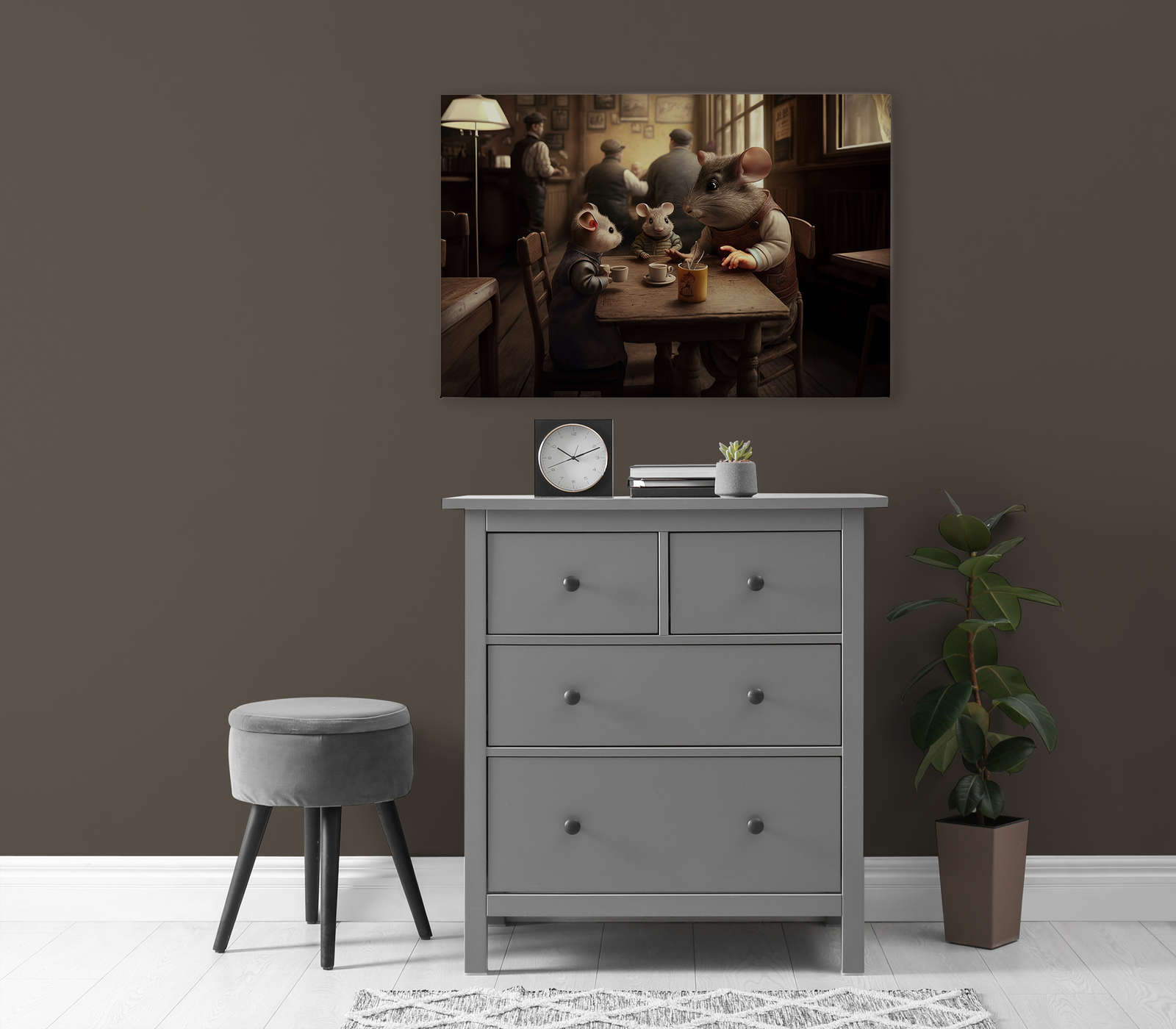             KI Canvas schilderij »Café au Mouse« - 90 cm x 60 cm
        