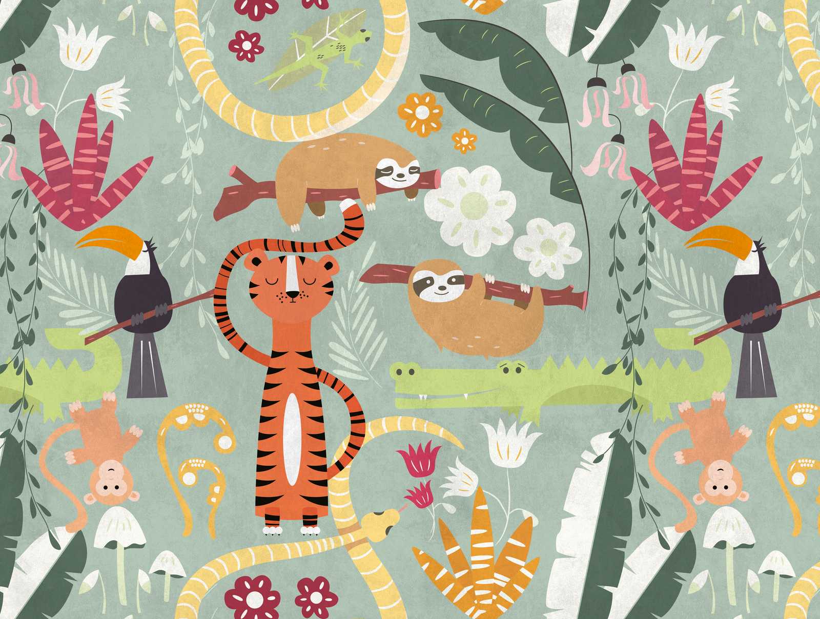 Dschungel, Tiere, Tiermuster, Stoffdesign, Kinderstoff