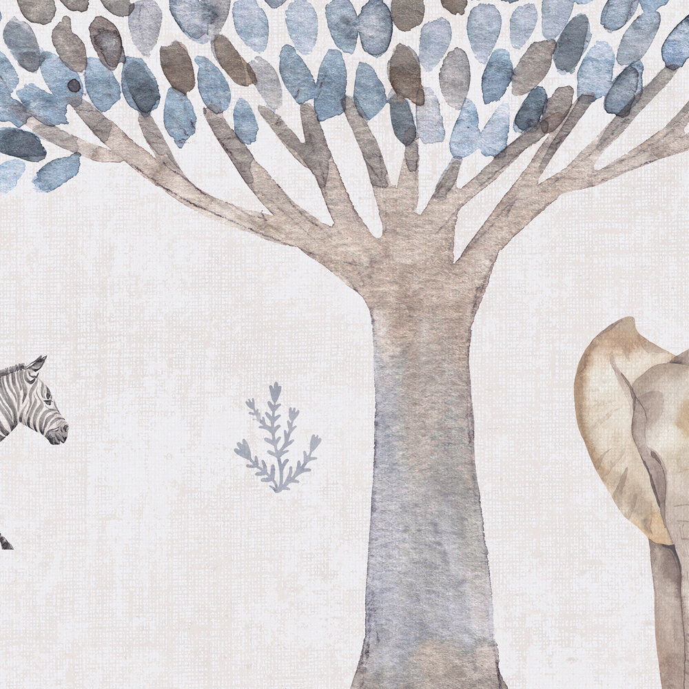             Kinderzimmer Vliestapete Safari-Abenteuer – Süße Dschungel-Tiere in sanften Naturfarben – Beige, Gelb, Grau
        