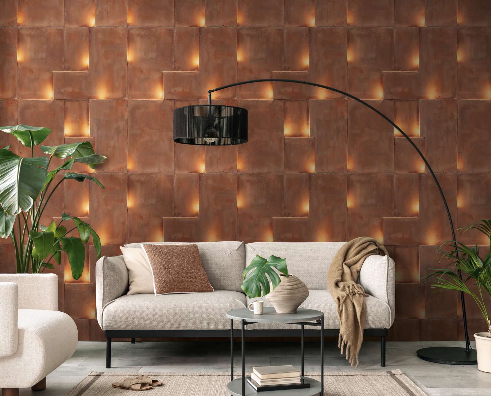 sofa, Wohnzimmer, Kissen, Lampe, Dekoration Wand