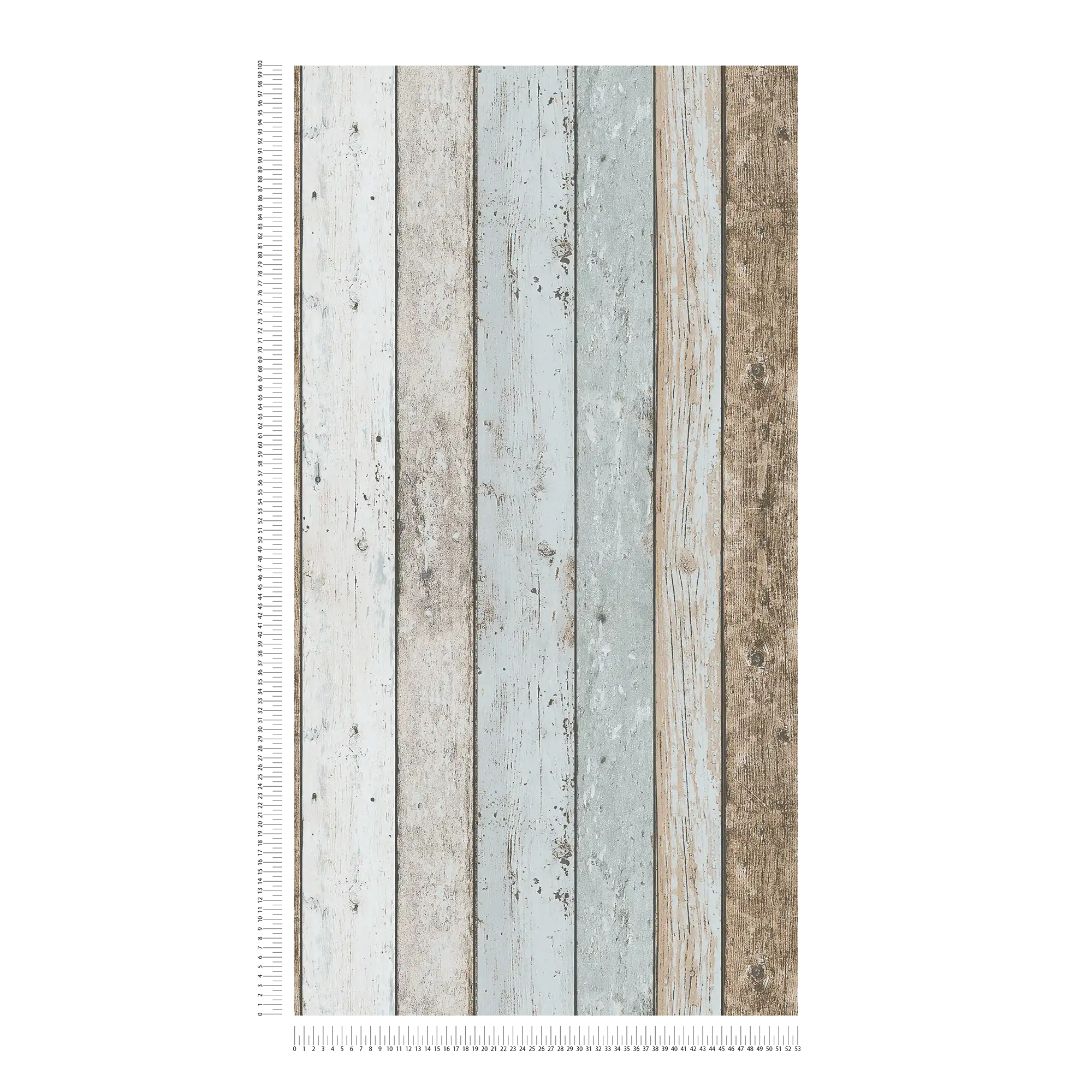Holztapete im Shabby Chic &amp; Boho Stil – Blau, Braun