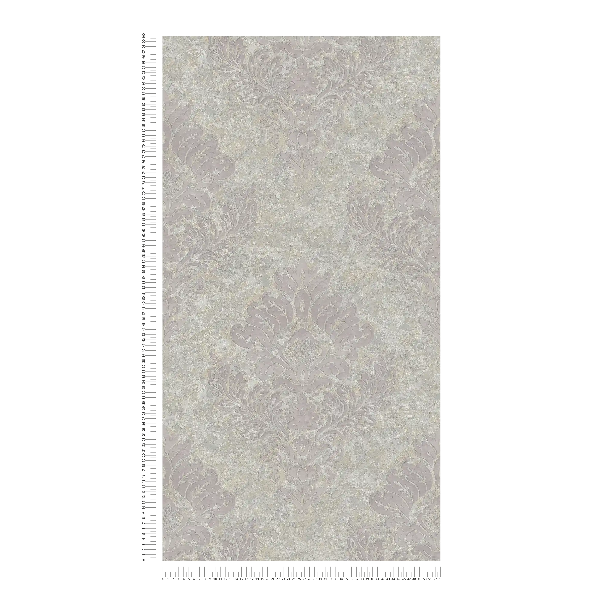             Tapete mit floralen Ornamenten & Metallic-Effekt – Beige, Grau
        