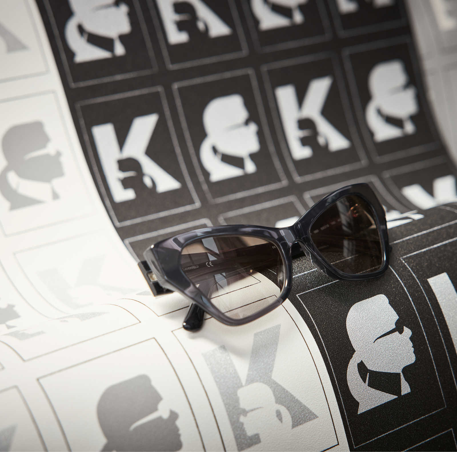             Karl LAGERFELD Vliestapete Emblem-Muster – Metallic, Schwarz
        