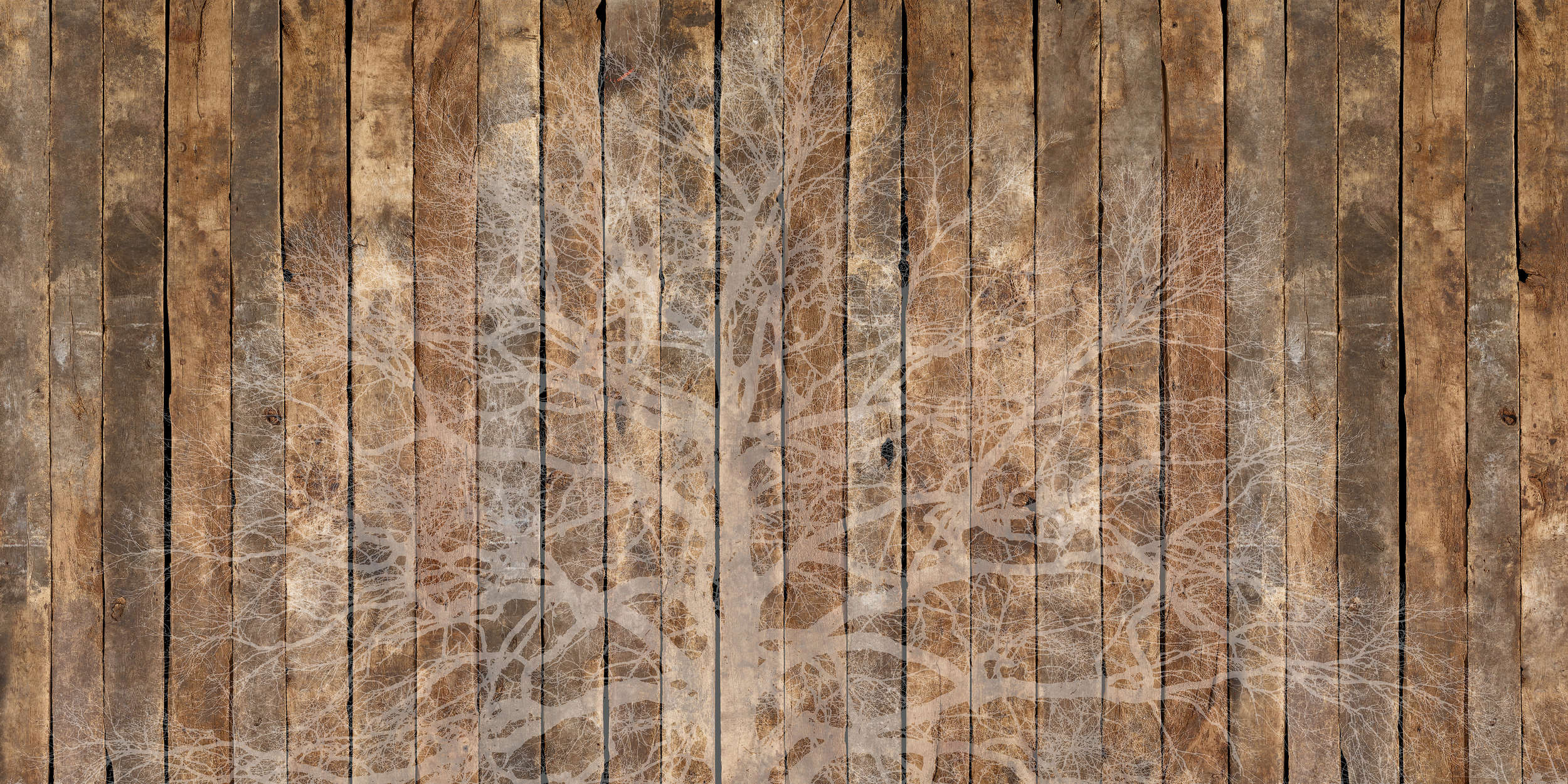             Holz Design Vliestapete – Fototapete mit Baumstruktur im Urban Style – Braun, Grau
        