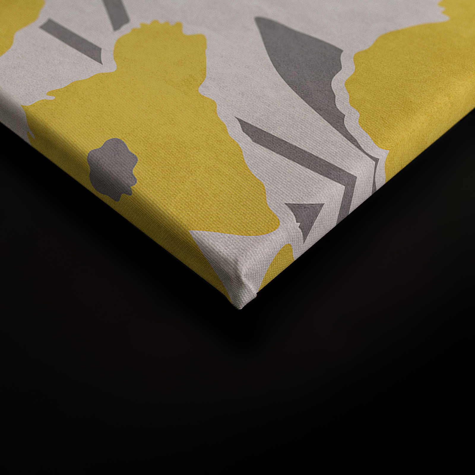             Flower Market 4 - Blumen Leinwandbild Gelb & Grau mit Putzoptik Effekt – 0,60 m x 0,80 m
        