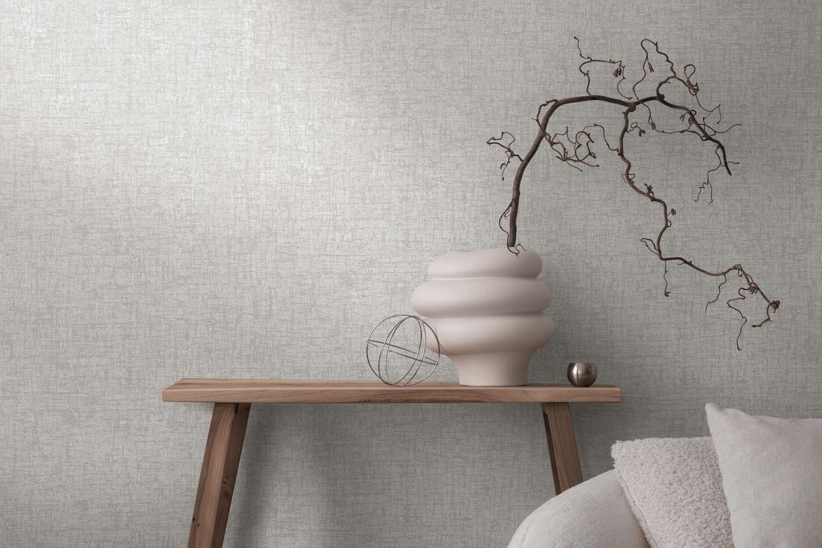             Strukturierte Vliestapete leicht glänzend in Textiloptik – Grau, Dunkelgrau
        