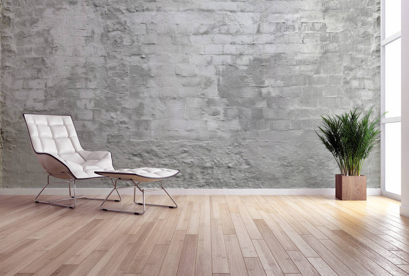             Urban Loft Style Vliestapete – Fototapete mit verwitterter Betonstruktur – Grau, Creme
        