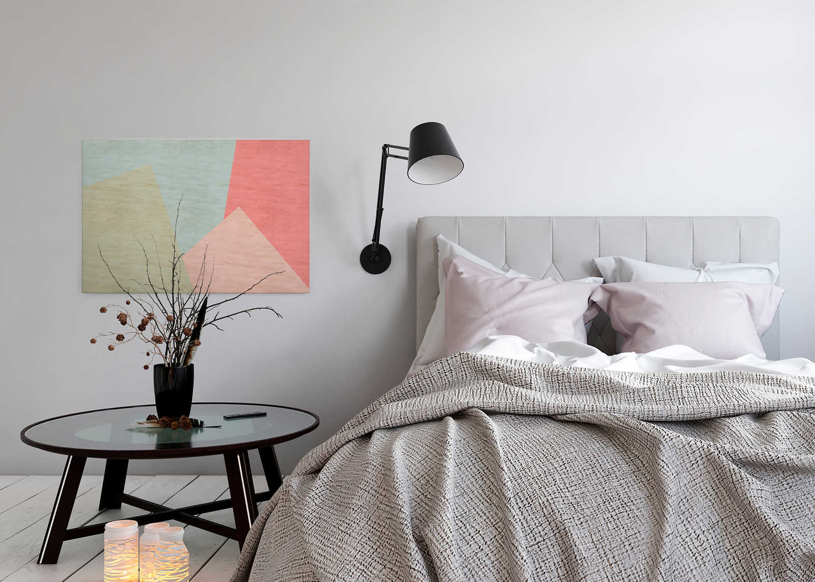             Inaly 2 - Abstraktes, buntes Leinwandbild in Sperrholz Struktur – 0,90 m x 0,60 m
        