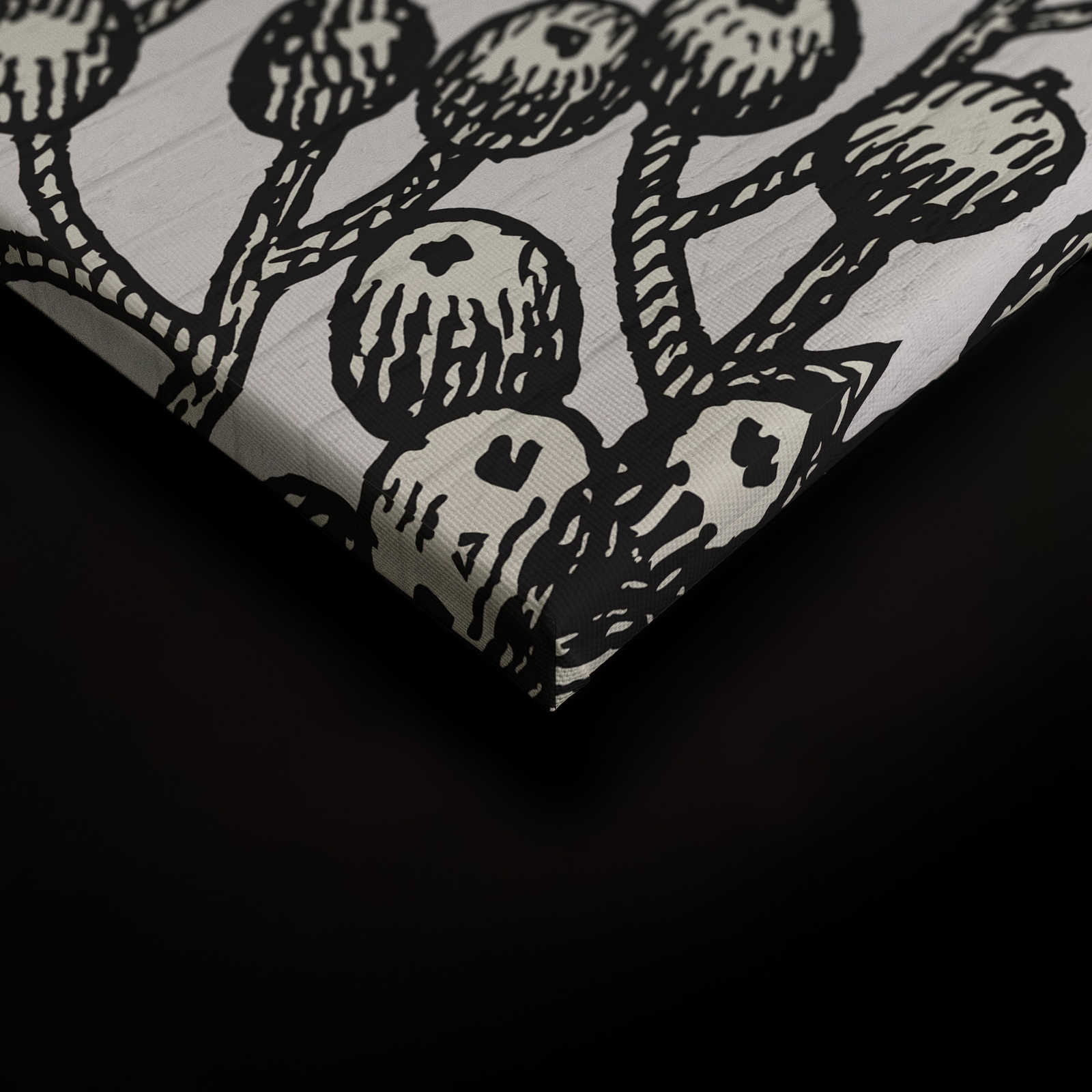             Schwarz-Weißes Leinwandbild mit Naturmotiv im Comic-Look – 0,90 m x 0,60 m
        