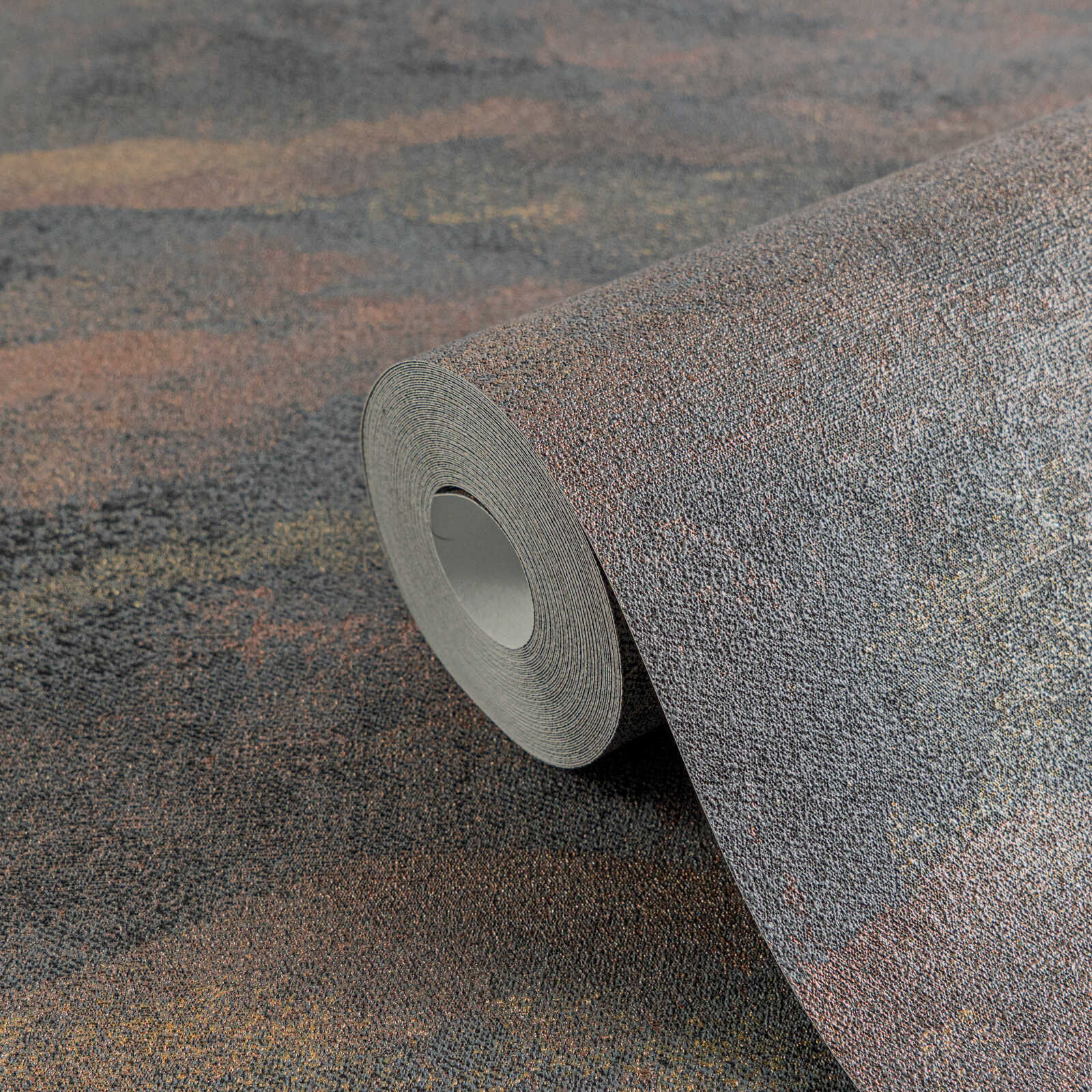             Exklusive Vliestapete mit strukturierter und schimmernder Wellenoptik – Schwarz, Grau, Metallic
        