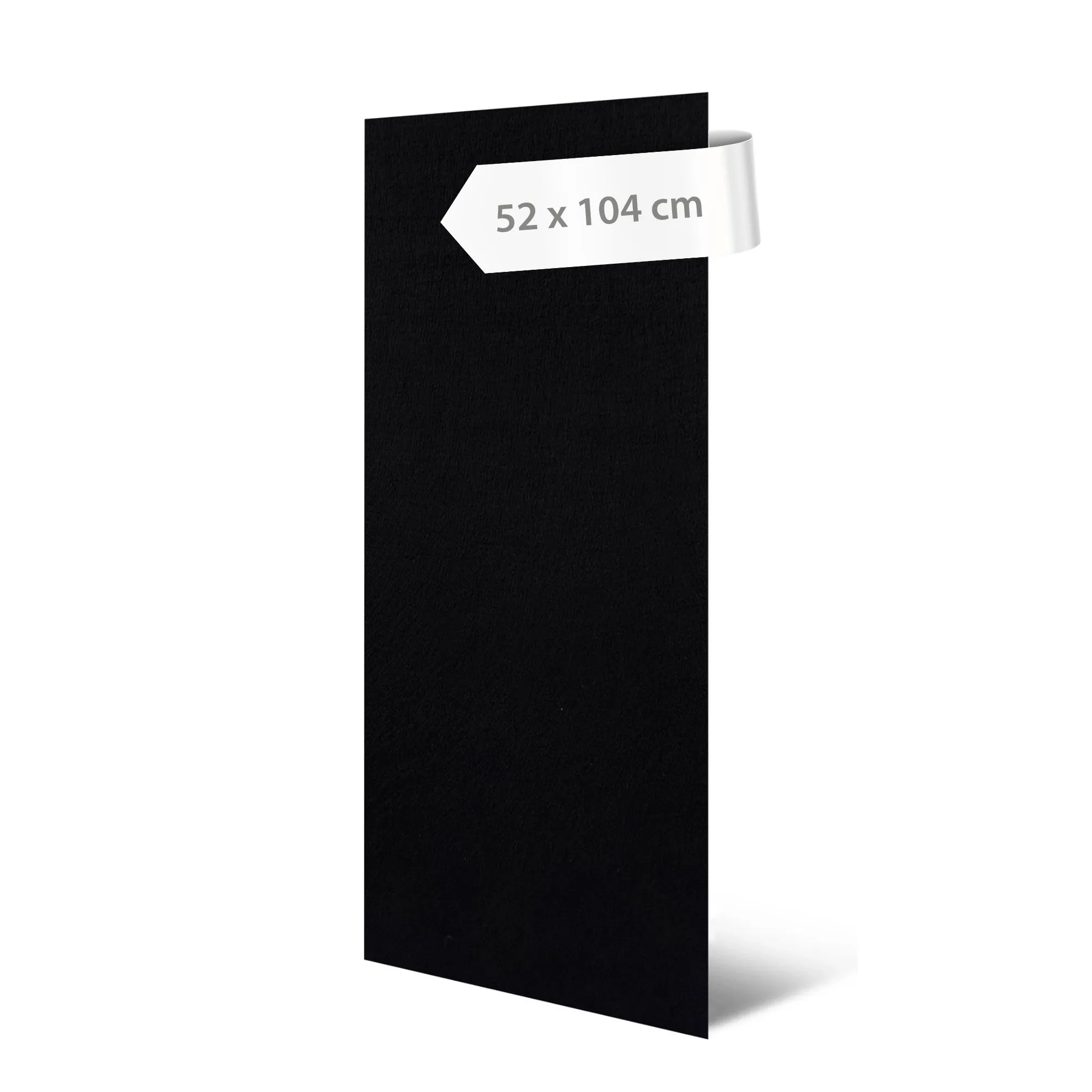 Plain-coloured acoustic wall panels made from rPET felt in midnight black, 104 x 52 cm
