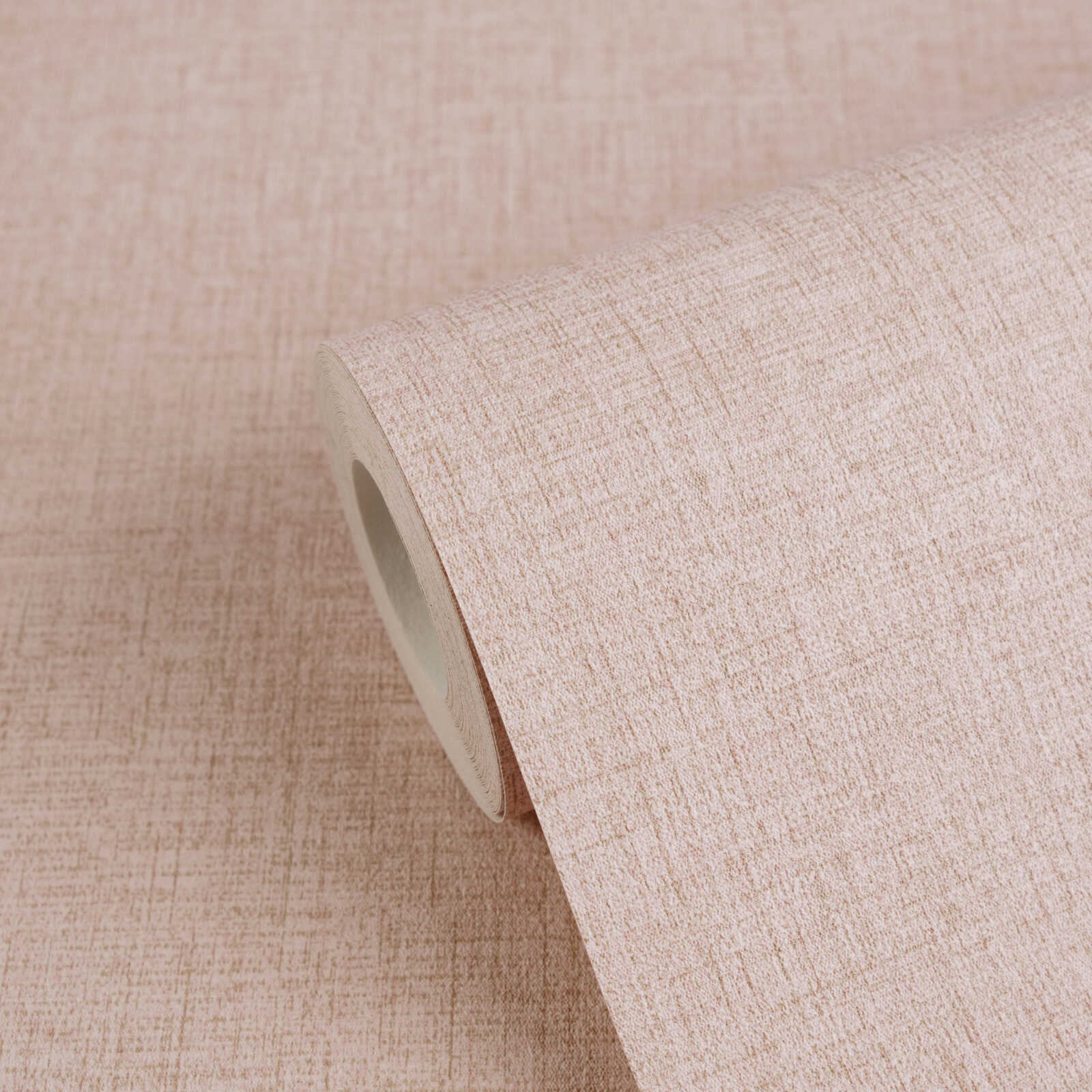 Unitapete mit dezenter Leinen Optik – Rosa