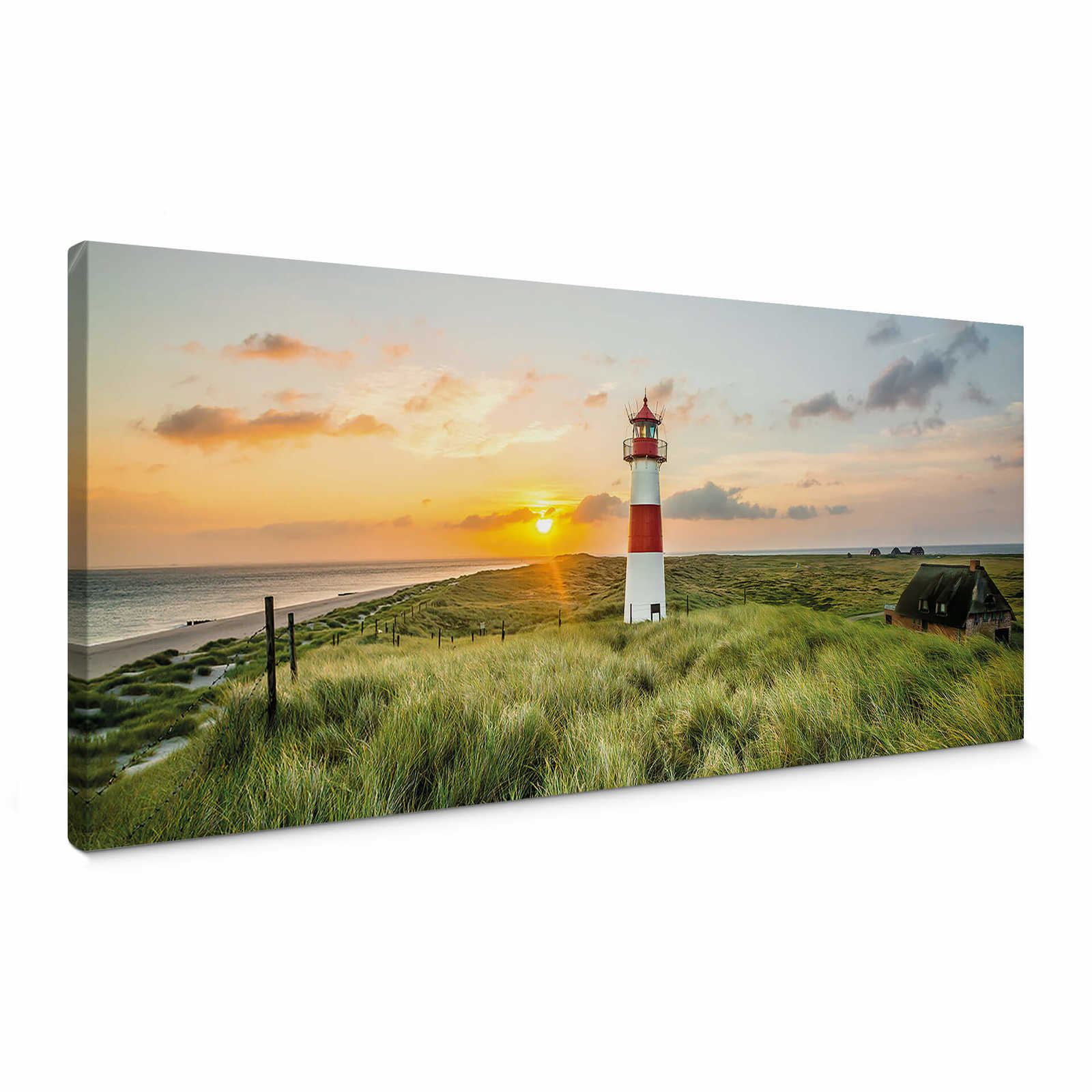         Tableau panoramique du phare de Sylt en couleurs vives - 1,00 m x 0,40 m
    