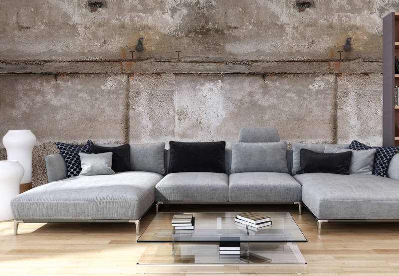Sofa, Sektionssofa, Grau, Glasbeistisch, ohne Marken