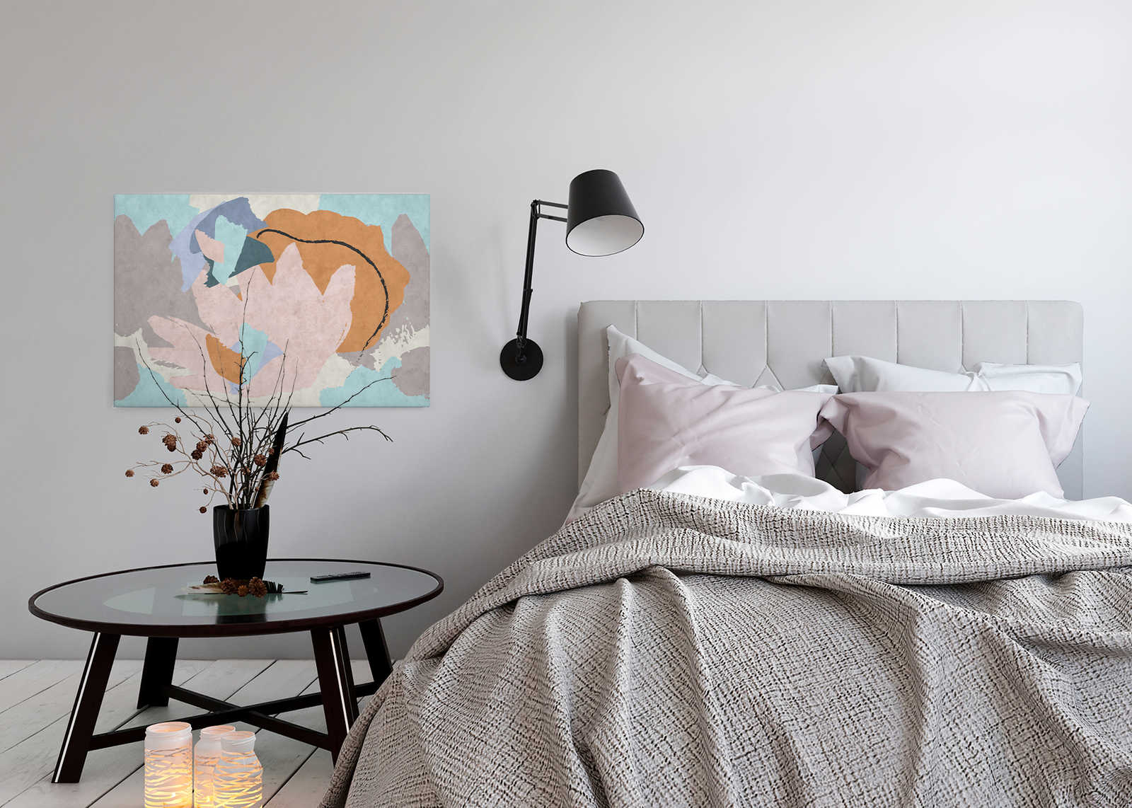             Floral Collage 2 - modernes Leinwandbild abstrakte Kunst in Löschpapier Struktur – 0,90 m x 0,60 m
        