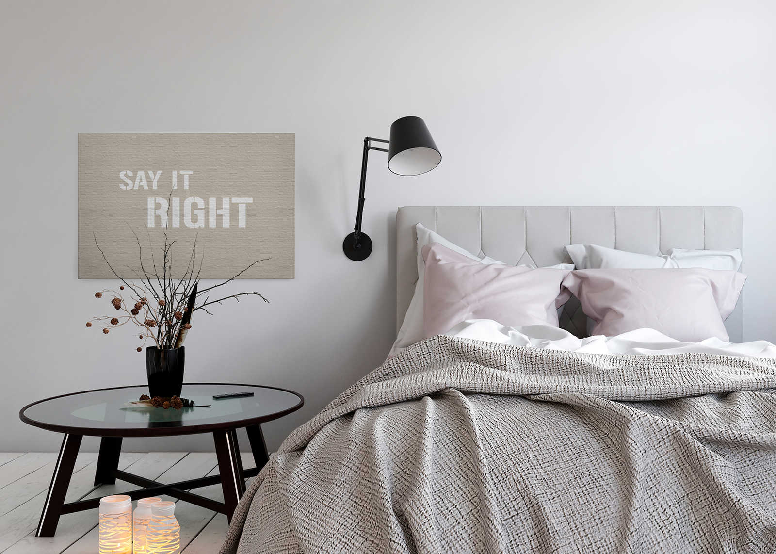             Message 2 - Beige Klinkerwand mit Spruch als Leinwandbild – 0,90 m x 0,60 m
        