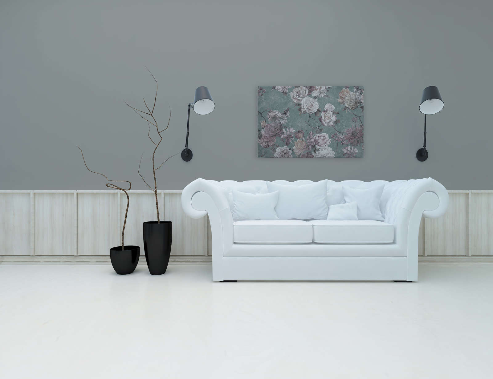 Sleeping Beauty 2 - Leinwandbild Rosenblüten im Vintage Stil – 0,90 m x 0,60 m