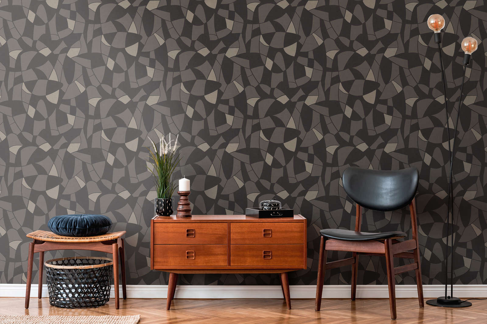 Vliestapete in geometrischen Stil – Schwarz