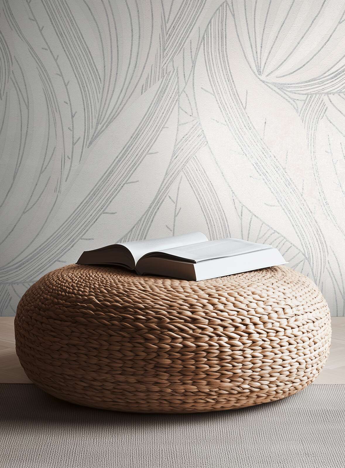 Sessel, Pouf, Hocker, Korbtextur, Lesestück