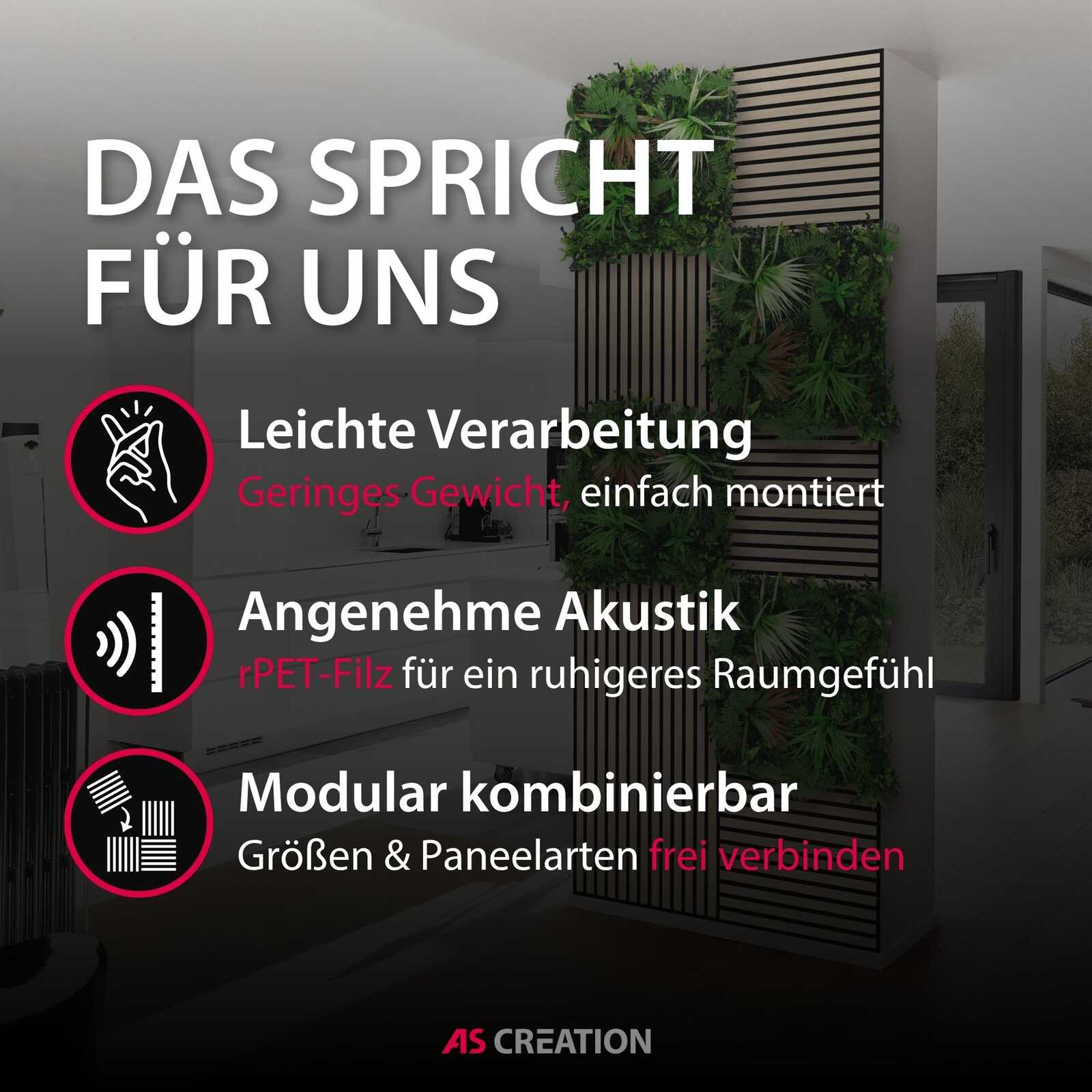 Modular, Raumteiler, Pflanzenwand, Wandbegrünung, Panel-System