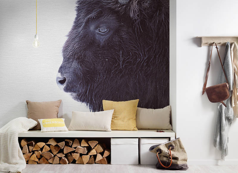 Wanddeko, Wandbild, Bison-Wandbild, Wohnzimmer Dekor, Holzstapel