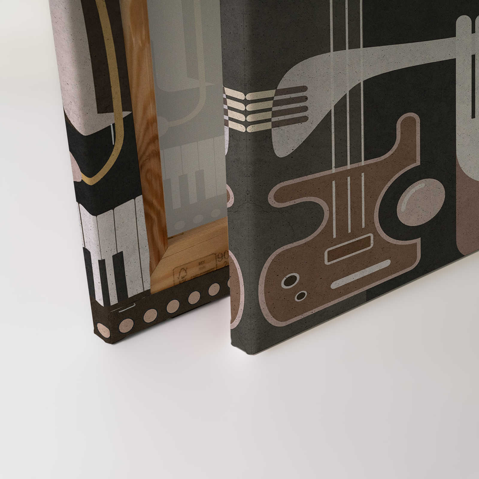             Wall of sound3 - Abstraktes Leinwandbild mit Gesichtern- Struktur Beton – 0,90 m x 0,60 m
        