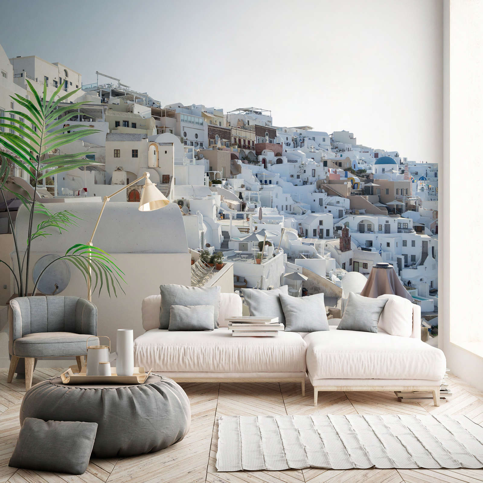 Fototapete Santorini in der Mittagssonne – Premium Glattvlies