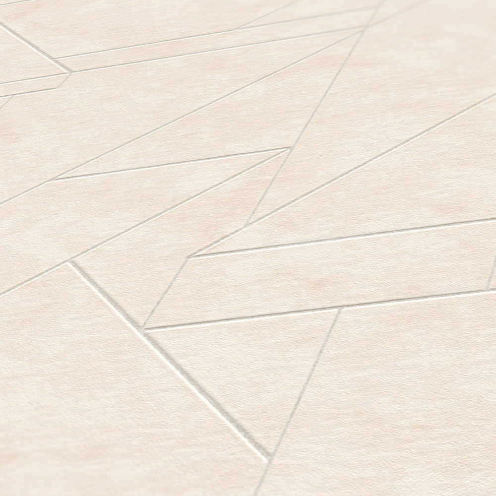             Vliestapete mit grafischen Linienmuster – Creme, Weiß, Silber
        
