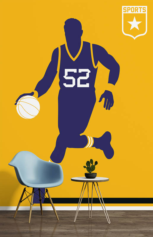 Basketball, Player-Silhouette, Jersey-Number-52, Wandbild-Sport, Sportkunst